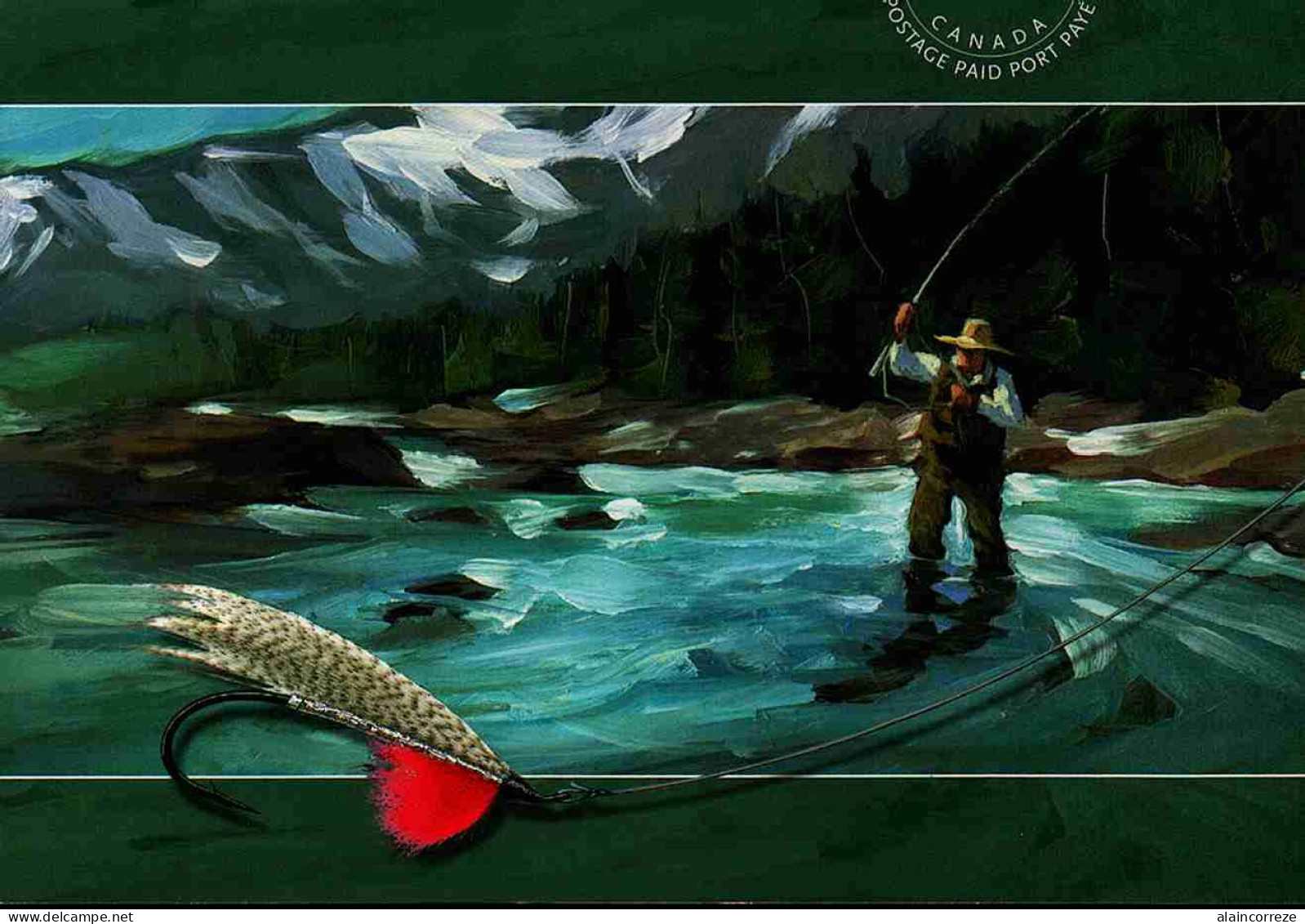 Thème Pêche Pêcheur à La Mouche Artificielle Entier Postal Canada En Port Payé Mouche Alevin Fishing - Autres & Non Classés
