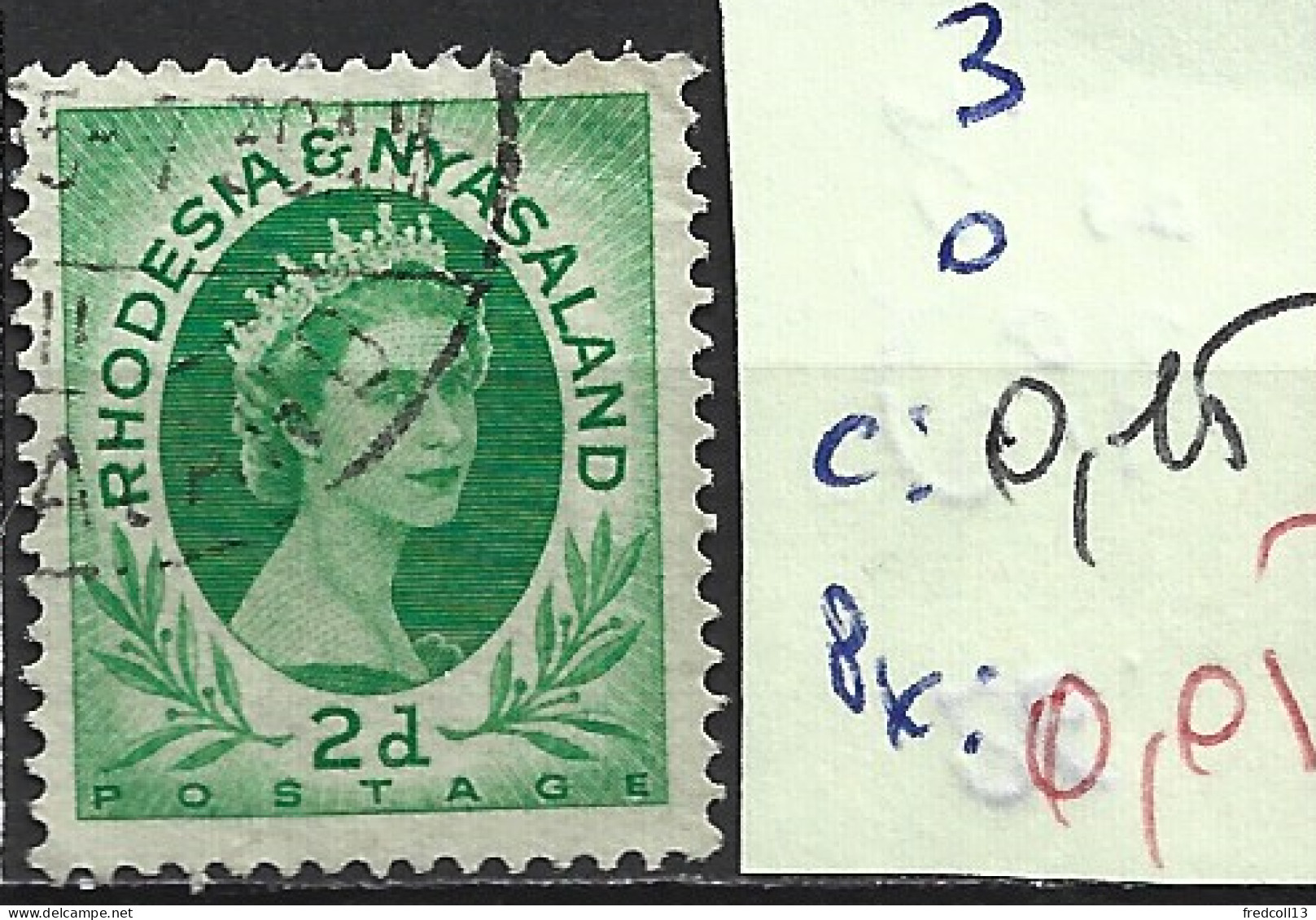 RHODESIE & NYASALAND 3 Oblitéré Côte 0.15 € - Rhodesia & Nyasaland (1954-1963)