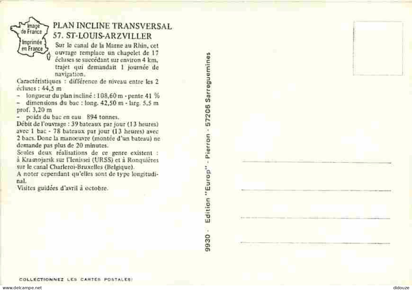 57 - Saint Louis - Arzviller - Le Plan Incliné Transversal - Ascenseur à Bateaux - Carte Neuve - CPM - Voir Scans Recto- - Arzviller