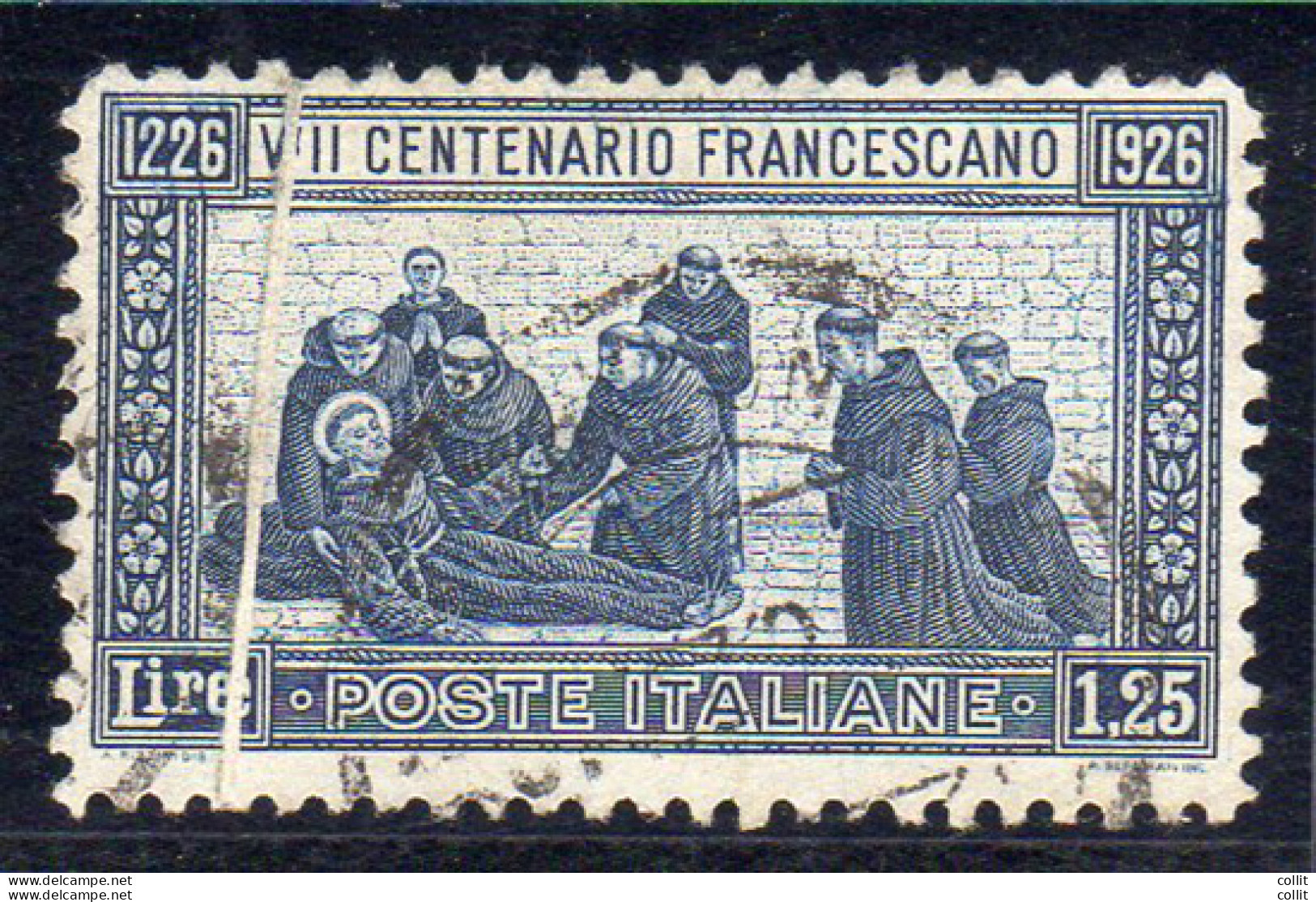 S. Francesco Lire 1,25 N. 199 Con Evidente Piega Verticale Della Carta Antecedente La Stampa - Ongebruikt