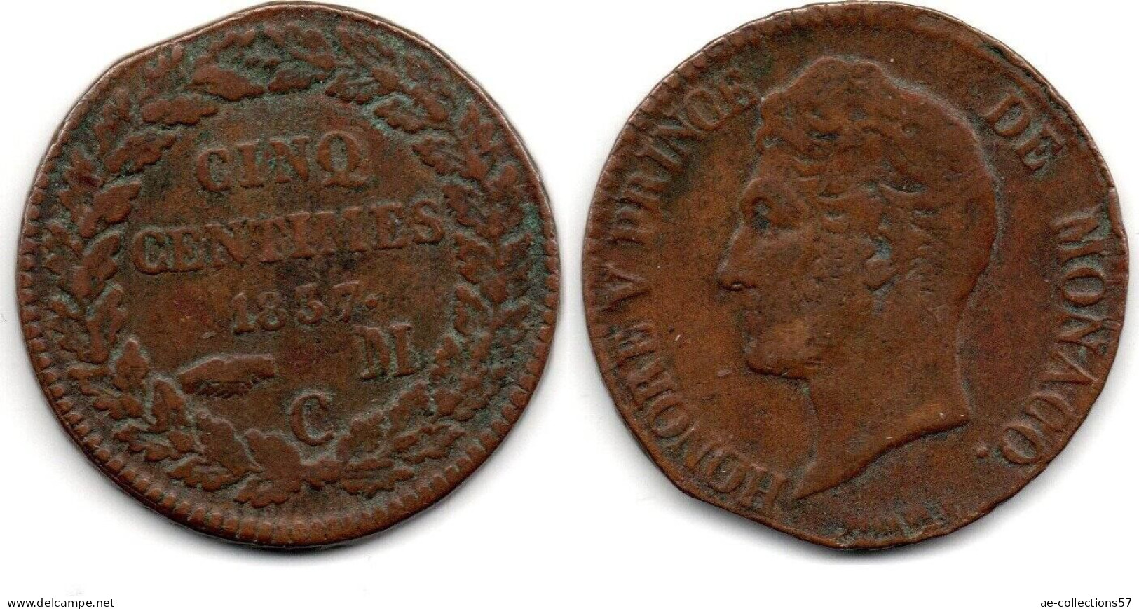 MA 31537  / Monaco 5 Centimes 1837 MC TB - 1819-1922 Onorato V, Carlo III, Alberto I