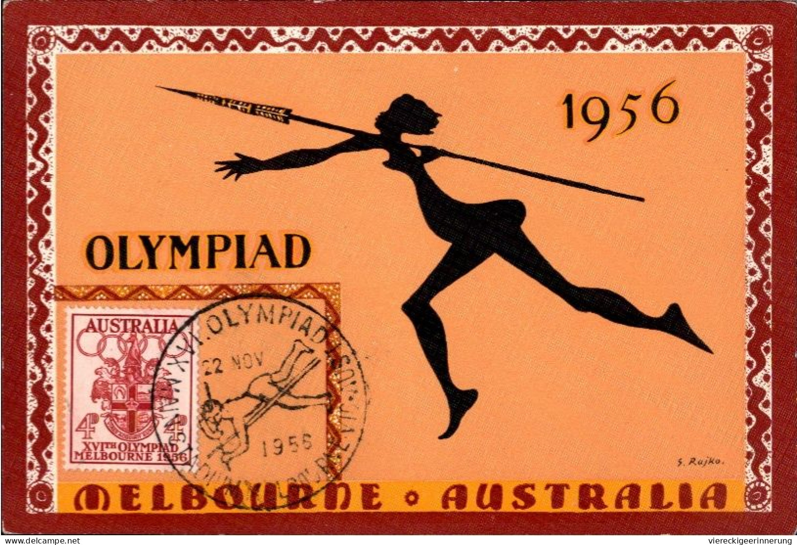 ! Maximumkarte 1956 Olympiade Melbourne, Australien, Australia, Maxicard, Olympic Games - Cartes-Maximum (CM)