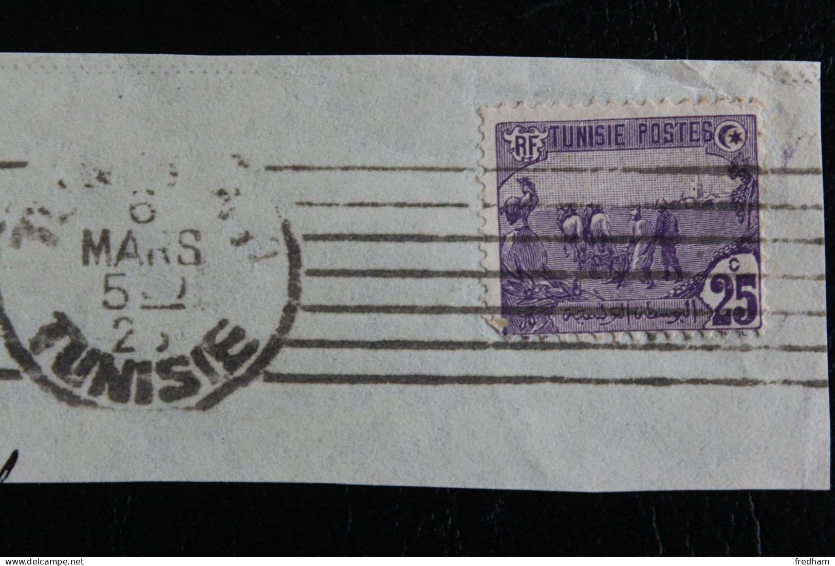 192? TUNIS RP OMEC 7L DU 6 MARS SUR Y&T NO TN 72 25C VIOLET - Used Stamps