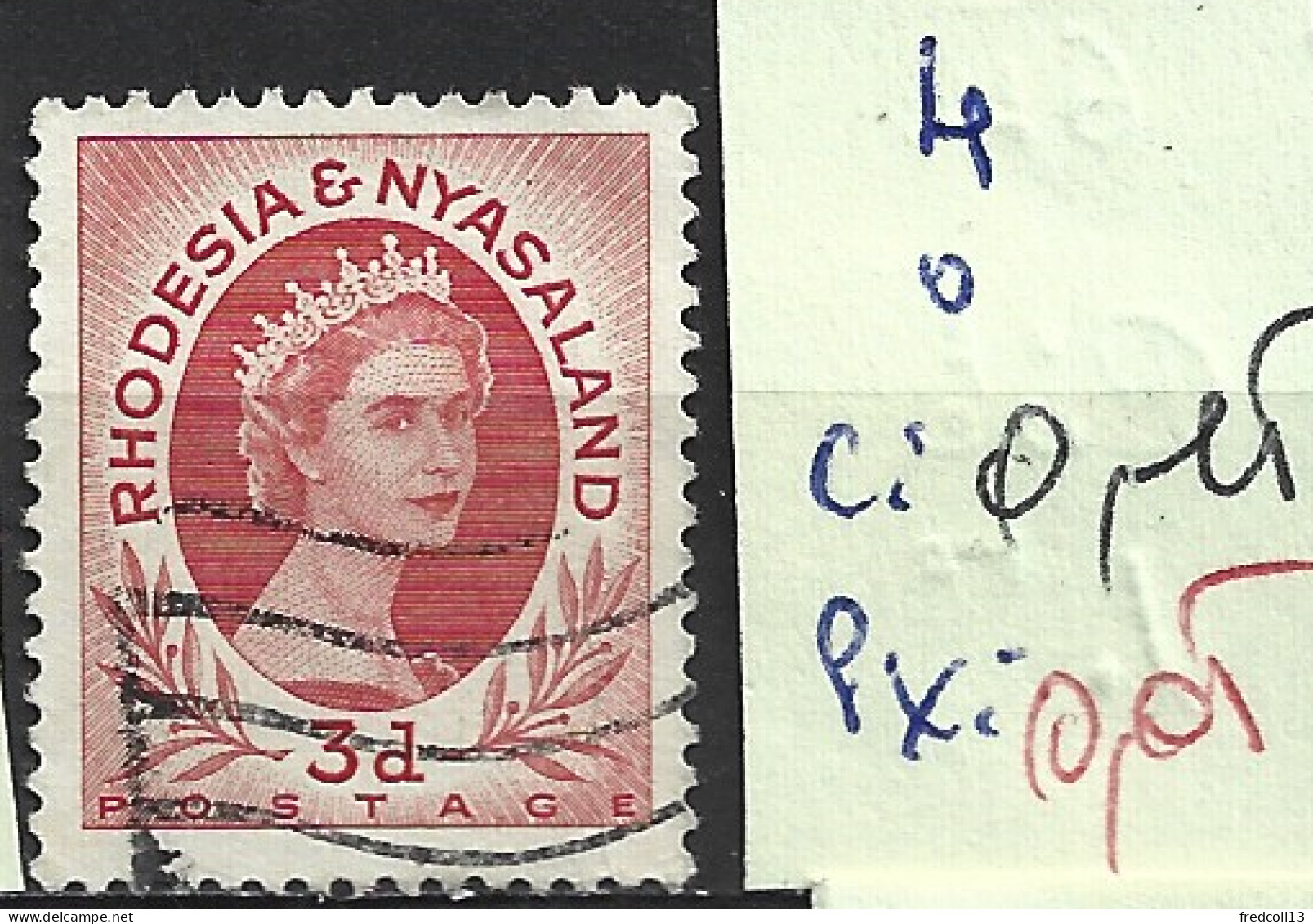 RHODESIE & NYASALAND 4 Oblitéré Côte 0.15 € - Rhodesië & Nyasaland (1954-1963)