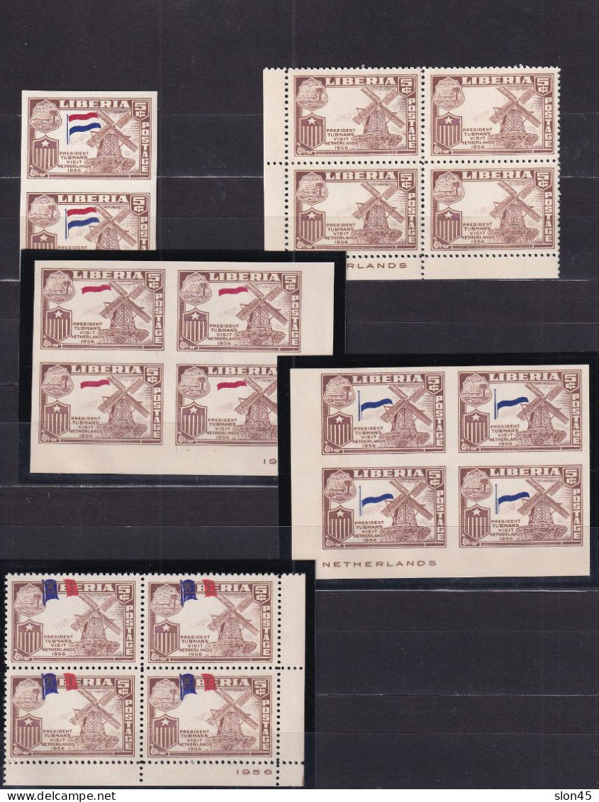 Liberia 1958 Netherlands Varieties Blocks Of 4 Imperf MNH Flag 16006 - Erreurs Sur Timbres