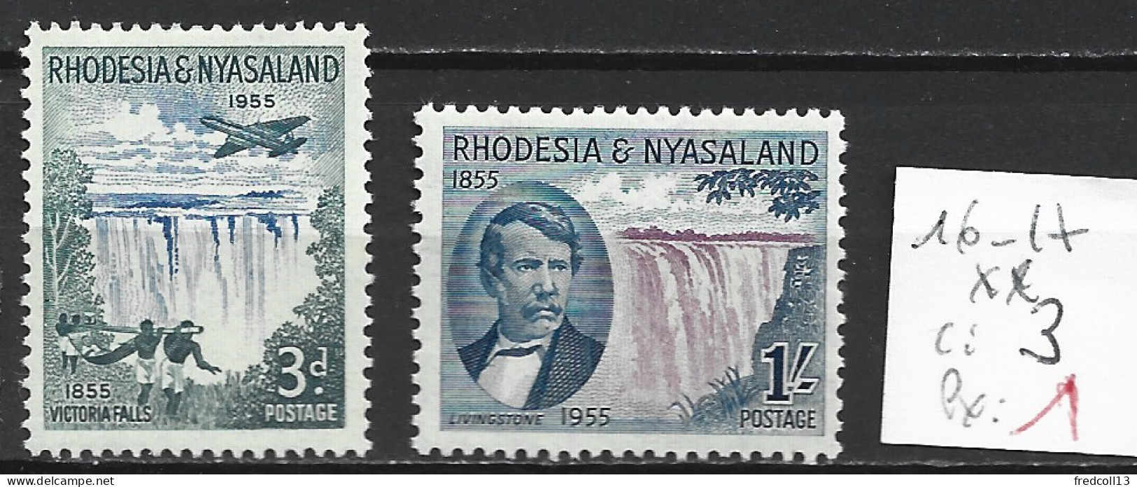 RHODESIE & NYASALAND 16-17 ** Côte 3 € - Rhodesië & Nyasaland (1954-1963)