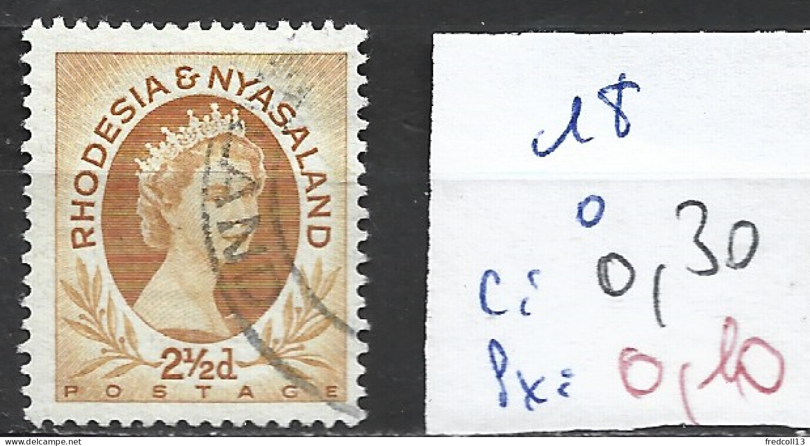 RHODESIE & NYASALAND 18 Oblitéré Côte 0.30 € - Rhodesië & Nyasaland (1954-1963)