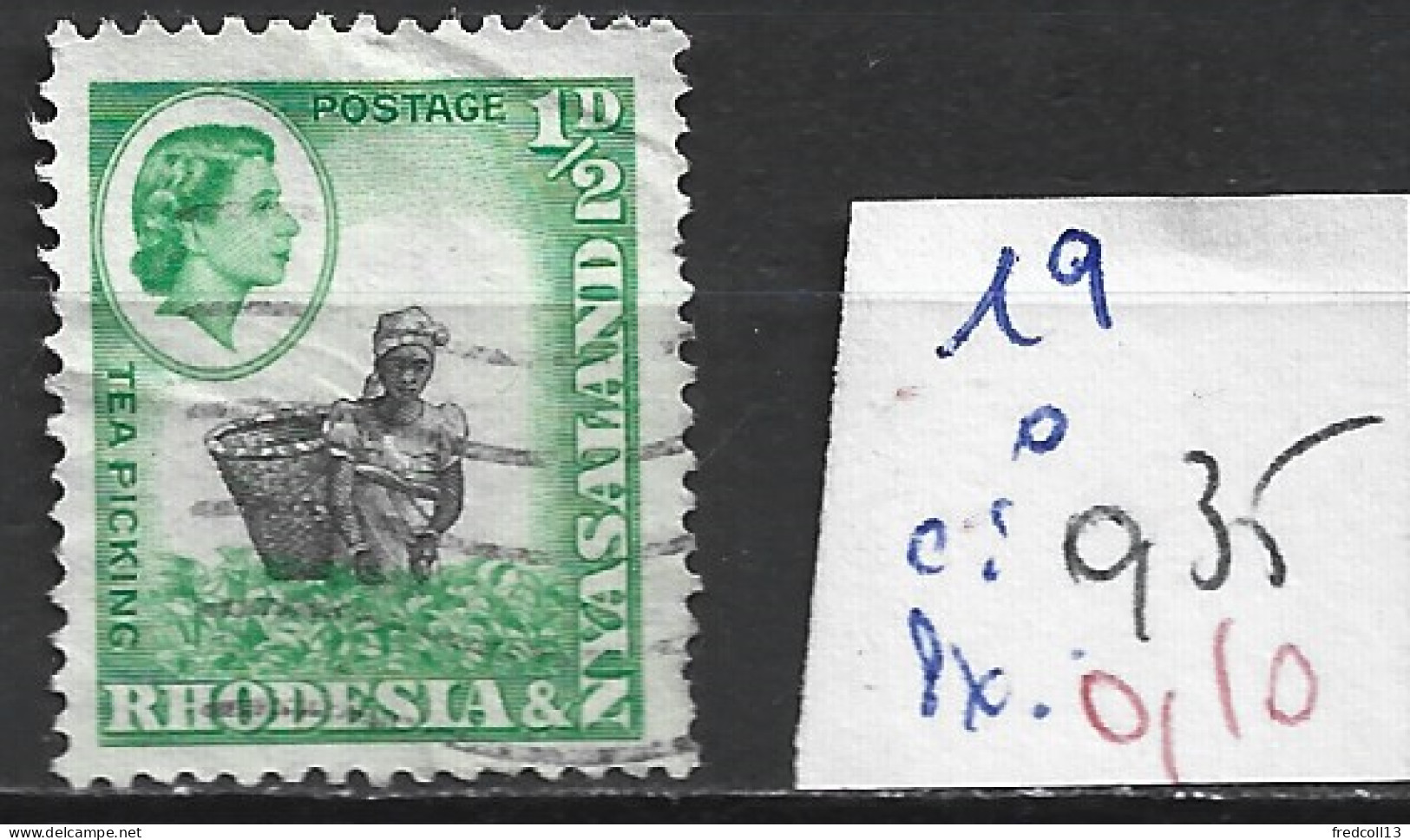 RHODESIE & NYASALAND 19 Oblitéré Côte 0.35 € - Rhodesia & Nyasaland (1954-1963)