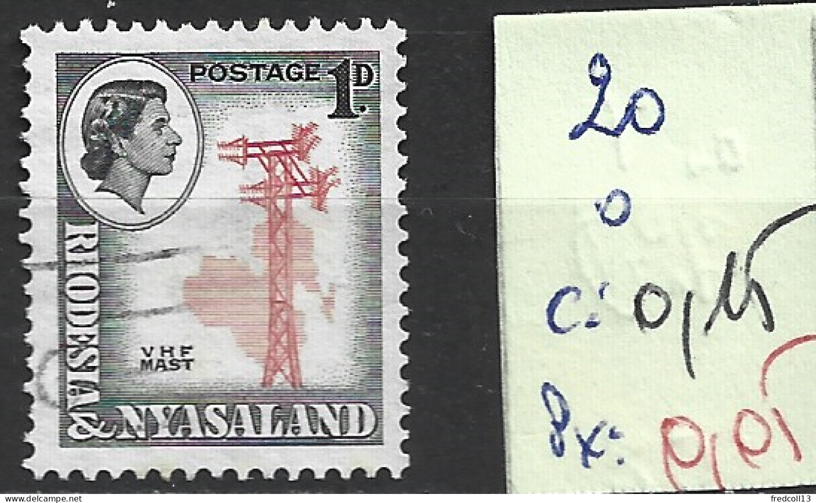 RHODESIE & NYASALAND 20 Oblitéré Côte 0.15 € - Rhodesien & Nyasaland (1954-1963)
