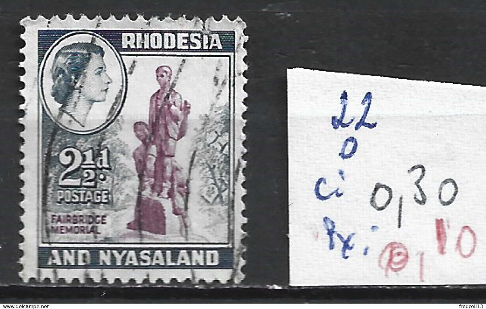 RHODESIE & NYASALAND 22 Oblitéré Côte 0.30 € - Rhodesien & Nyasaland (1954-1963)