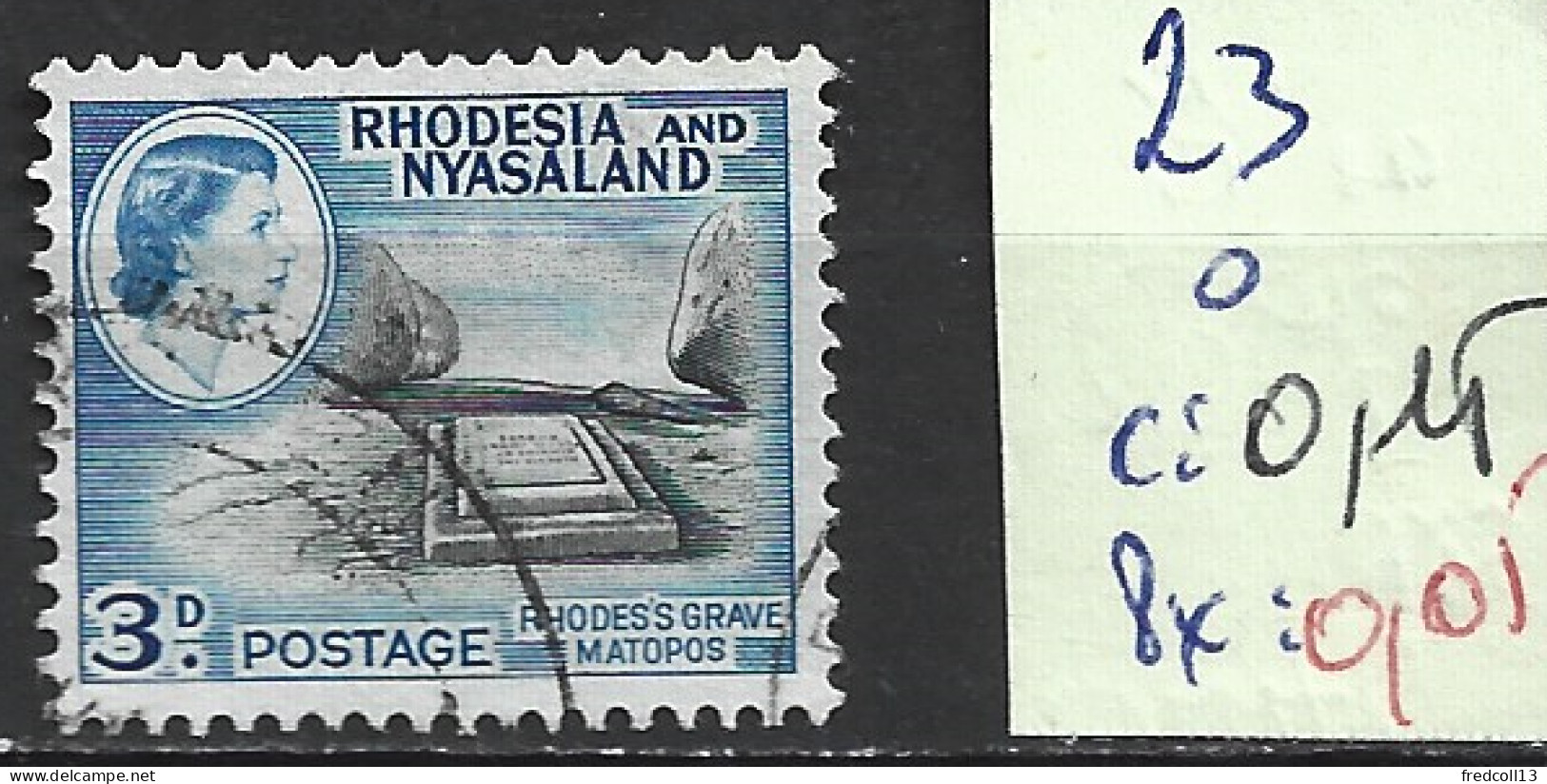 RHODESIE & NYASALAND 23 Oblitéré Côte 0.15 € - Rhodesië & Nyasaland (1954-1963)