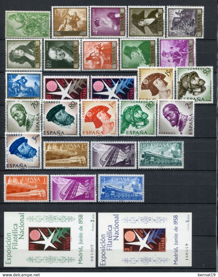 España 1958 Completo ** MNH. - Ganze Jahrgänge