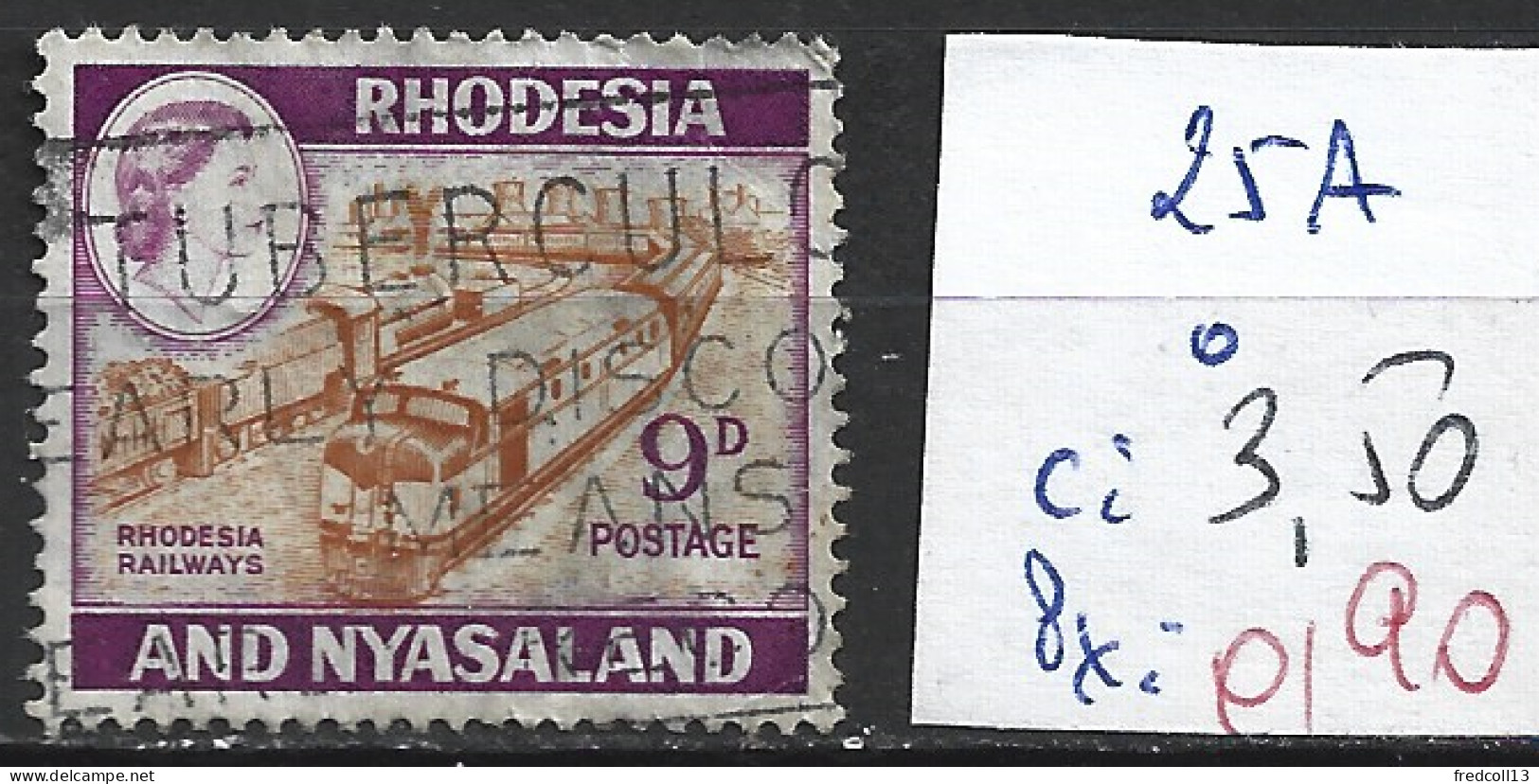 RHODESIE & NYASALAND 25A Oblitéré Côte 3.50 € - Rhodesië & Nyasaland (1954-1963)