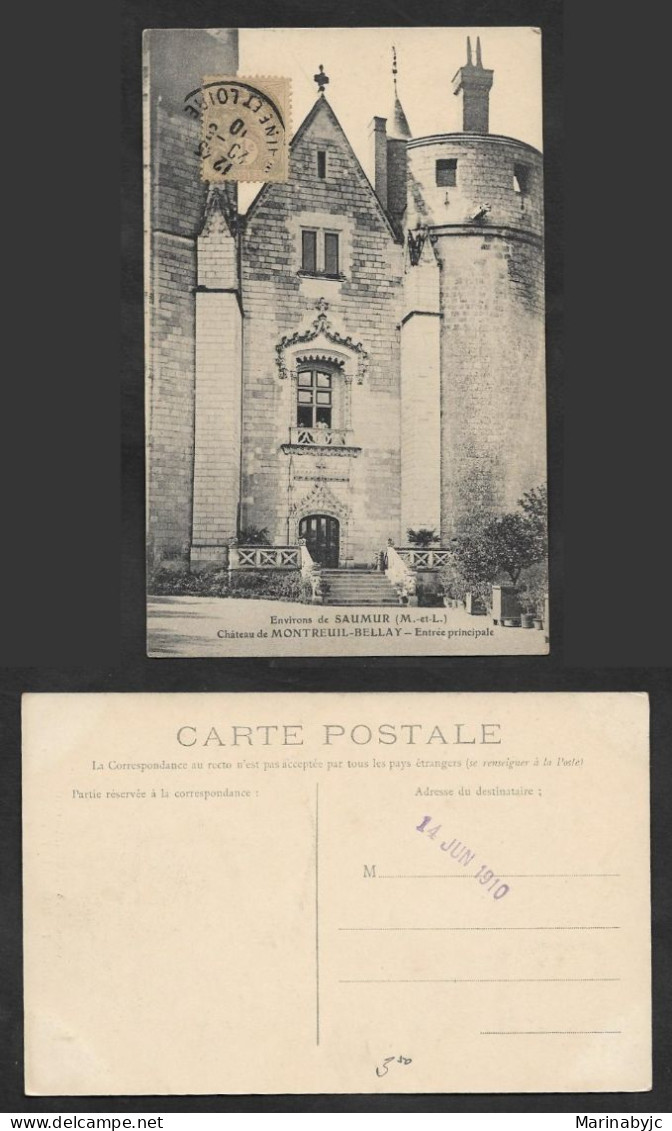 SE)1910 FRANCE, POSTCARD CASTLE MONTEUIL, SAUMUR, ALLEGORIA, UNCIRCULATED, XF - Gebruikt