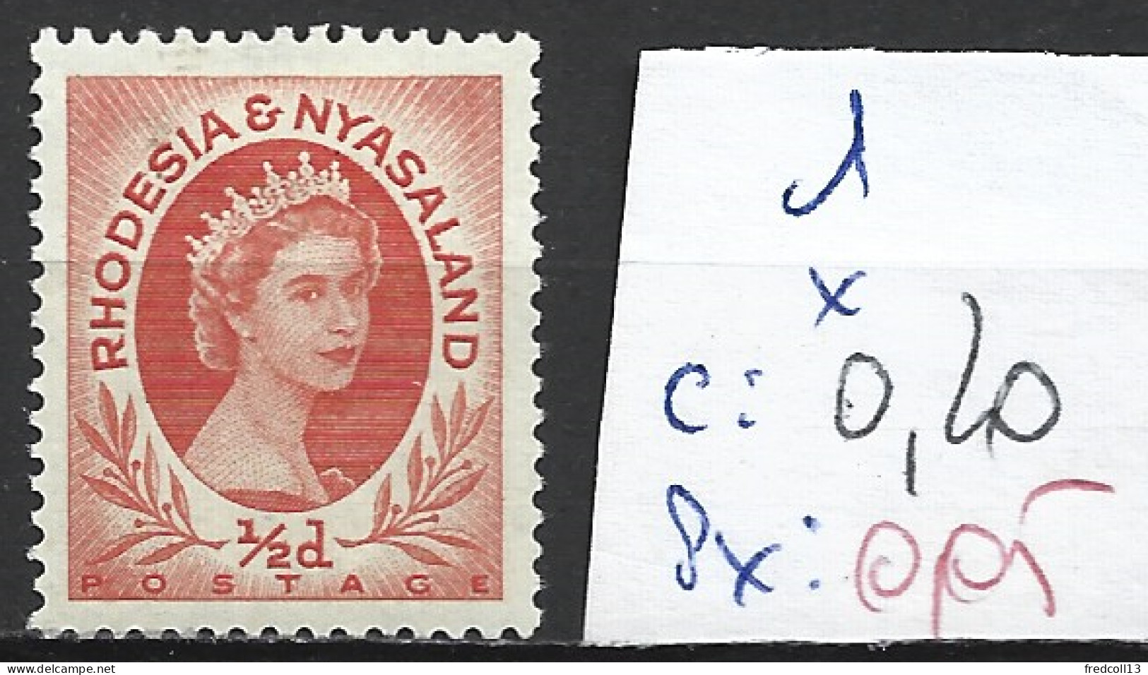RHODESIE & NYASALAND 1 * Côte 0.1520 € - Rhodesië & Nyasaland (1954-1963)