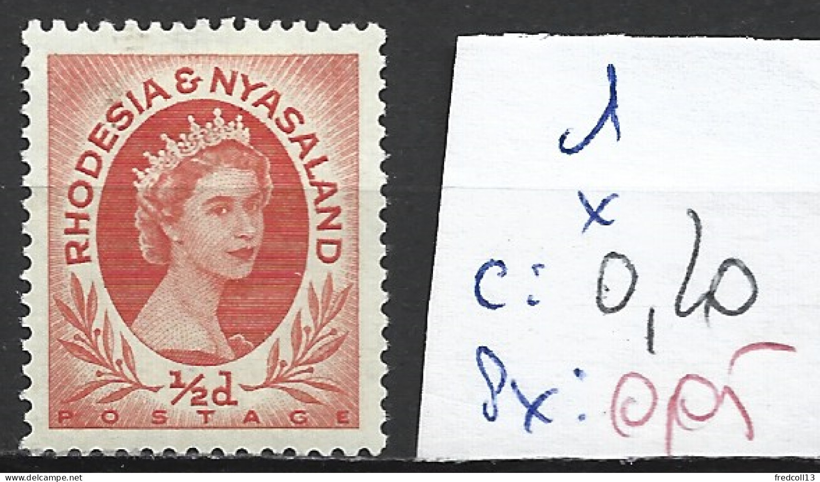 RHODESIE & NYASALAND 1 * Côte 0.1520 € - Rhodesia & Nyasaland (1954-1963)