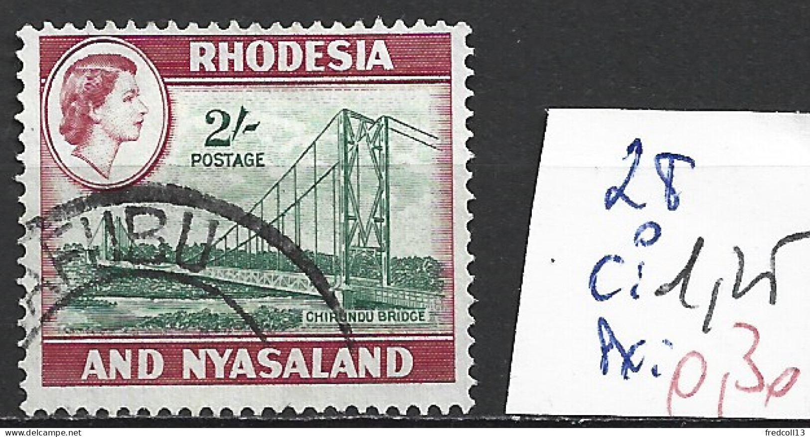 RHODESIE & NYASALAND 28 Oblitéré Côte 1.25 € - Rhodesien & Nyasaland (1954-1963)