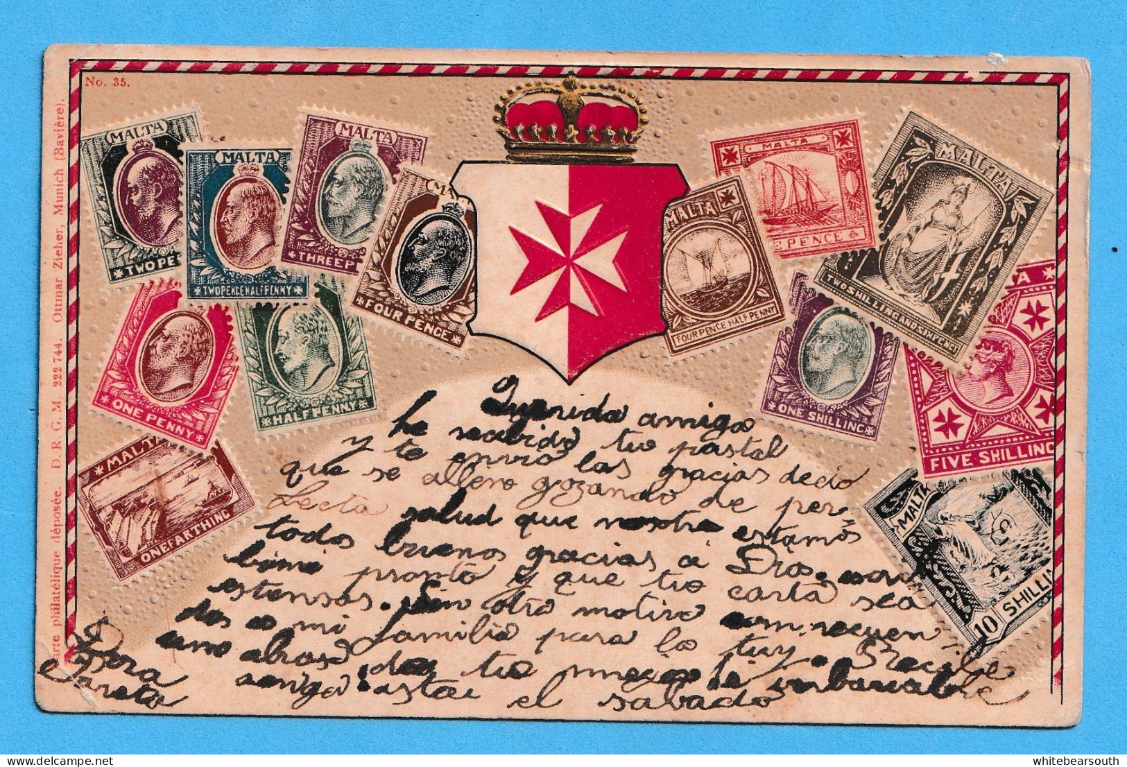 483 -   MALTA PHILATELIC POSTCARD -POSTAL FILATELICA ARTISTICA RARE  POSTCARD POSTAL - Malta