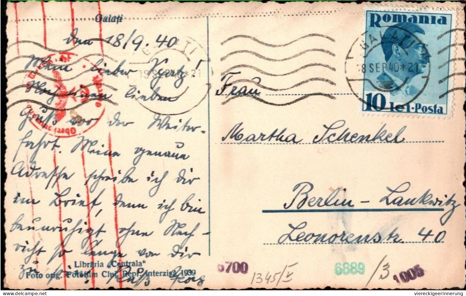 ! 1940 Censored Postcard From Galati, Romania To Berlin, OKW Zensur, Rumänien - Roumanie