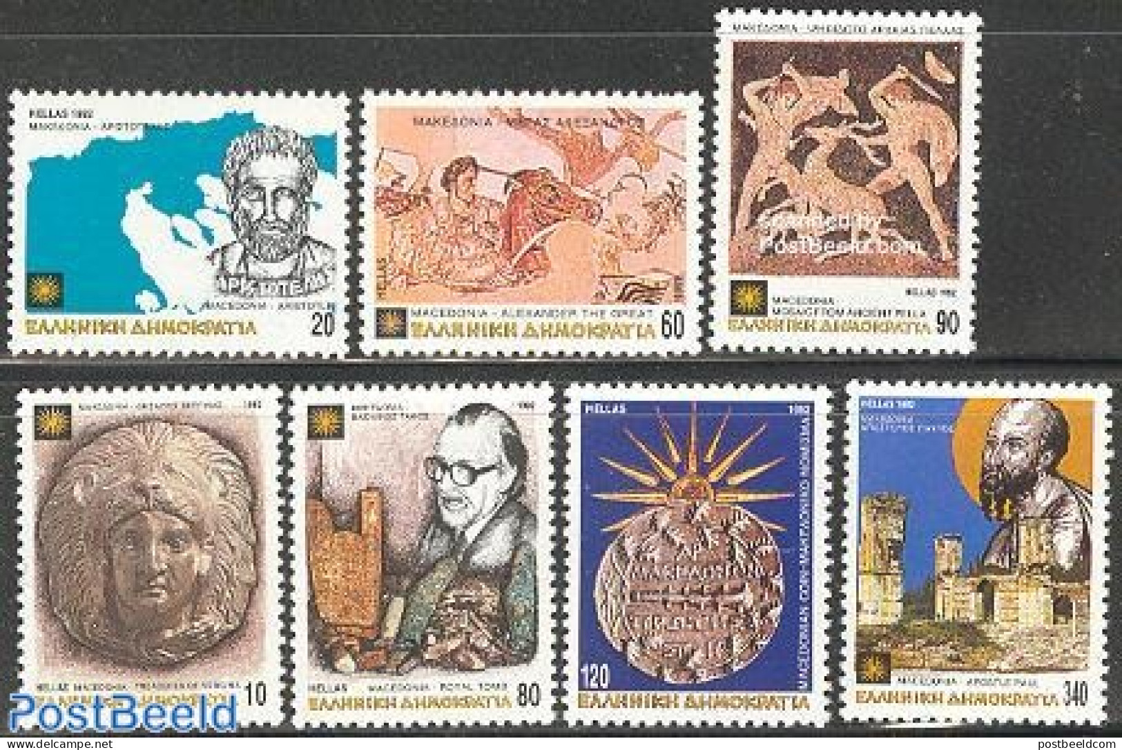 Greece 1992 Macedonia 7v, Mint NH, History - Nature - Various - Archaeology - Horses - Maps - Money On Stamps - Ongebruikt