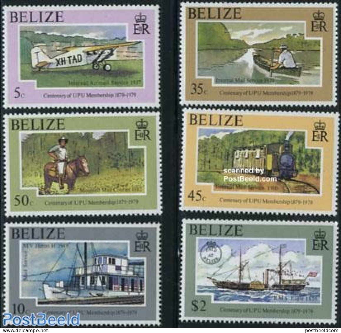 Belize/British Honduras 1979 UPU Membership 6v, Mint NH, Nature - Transport - Horses - Post - U.P.U. - Aircraft & Avia.. - Posta