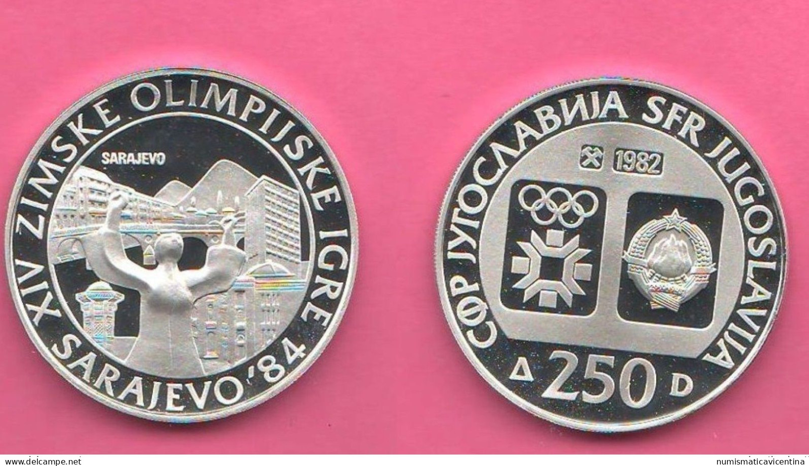 Jugoslavia 100 + 250 + 500 Dinara 1984 Sarajevo Winter Olympics Games 3 Silver Proof Coins Yugoslavie Jugoslavija - Yougoslavie