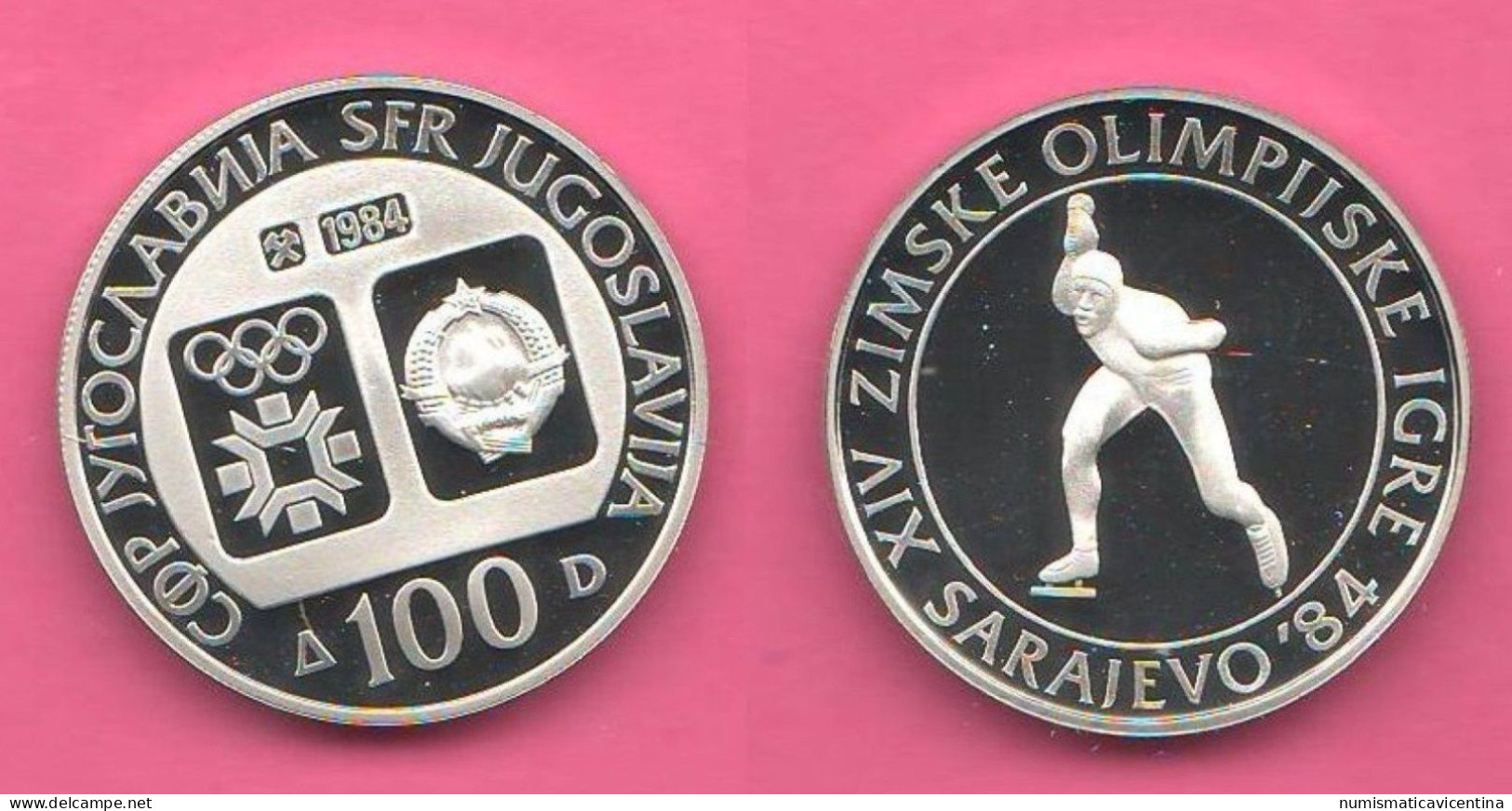 Jugoslavia 100 + 250 + 500 Dinara 1984 Sarajevo Winter Olympics Games 3 Silver Proof Coins Yugoslavie Jugoslavija - Yougoslavie