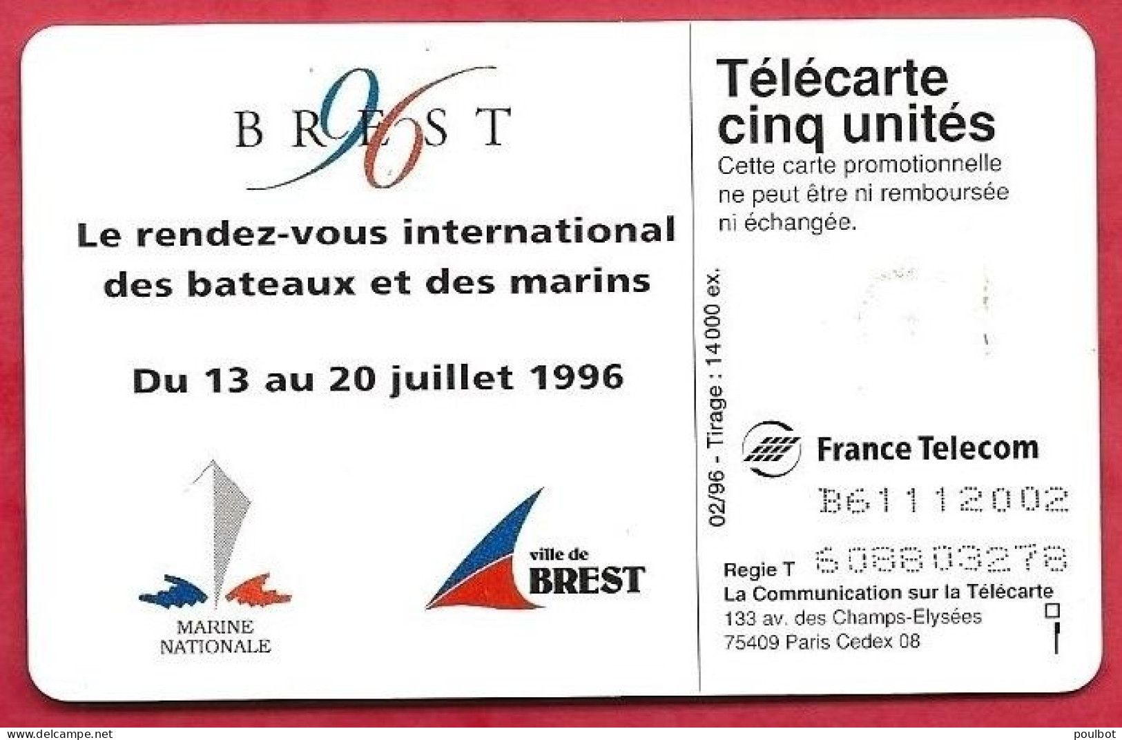 Télécarte 5U Gn238 Brest Marine Nationale   02 96 - 5 Unità