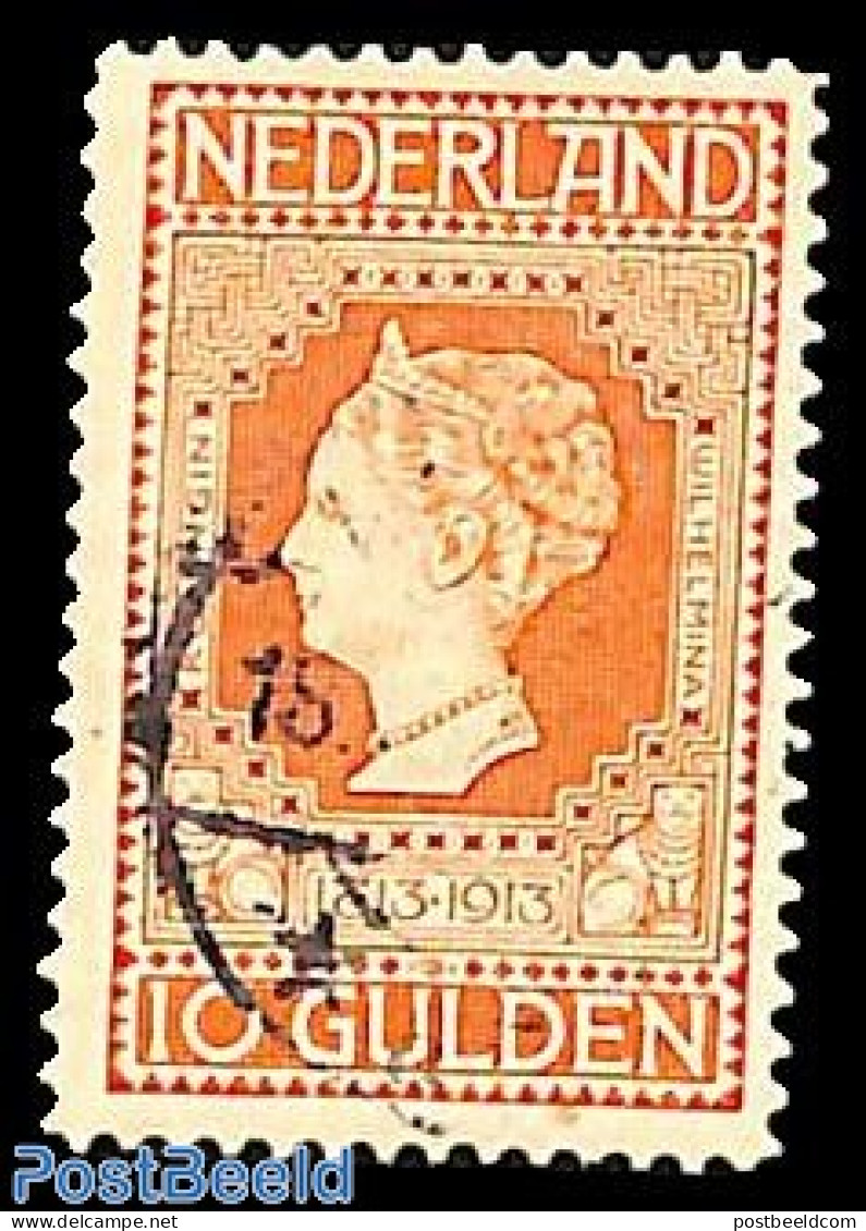 Netherlands 1913 10G Used, With Attest C. Muis, Used Or CTO - Usati