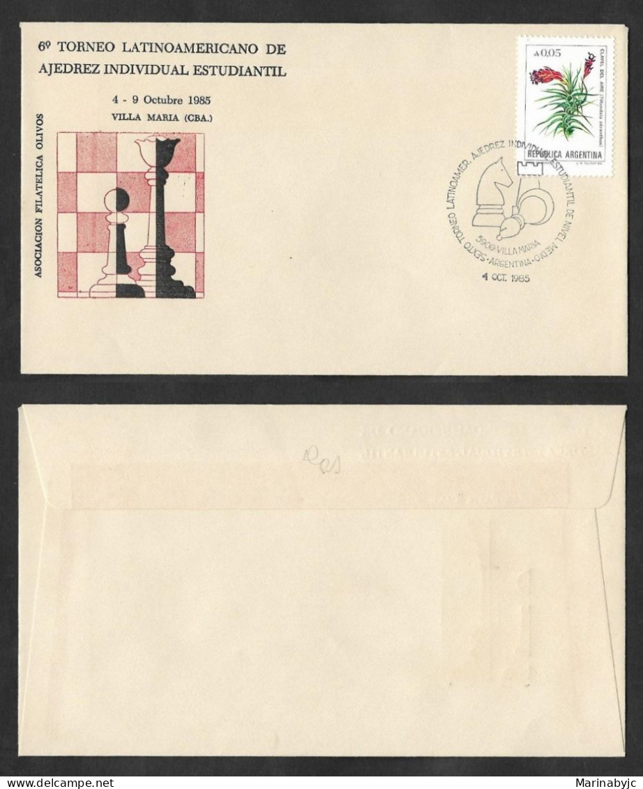 SE)1985 ARGENTINA, 6TH LATIN AMERICAN INDIVIDUAL STUDENT CHESS TOURNAMENT, CLAVEL DEL AIRE, FDC - Usati