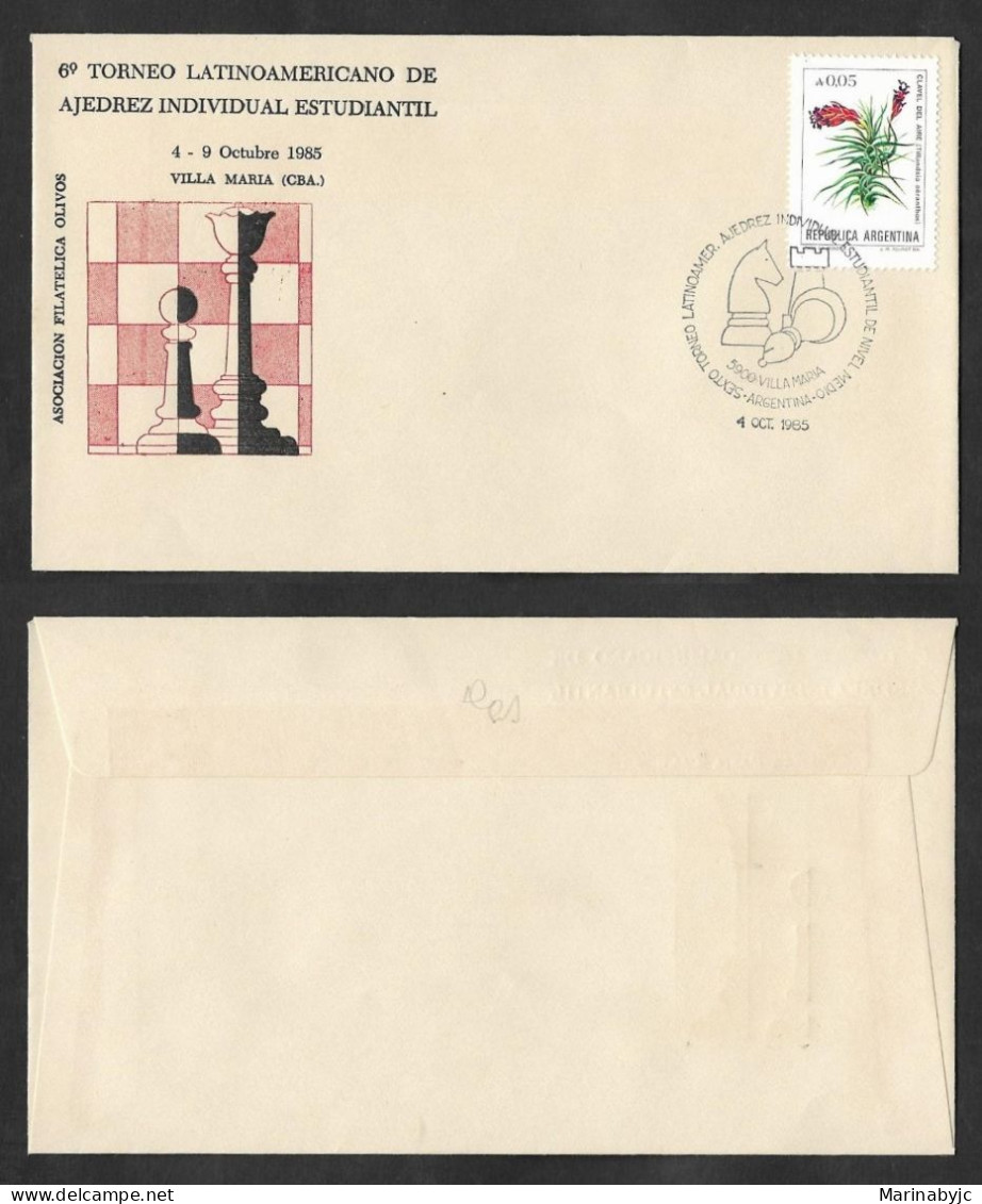 SE)1985 ARGENTINA, 6TH LATIN AMERICAN INDIVIDUAL STUDENT CHESS TOURNAMENT, CLAVEL DEL AIRE, FDC - Gebraucht
