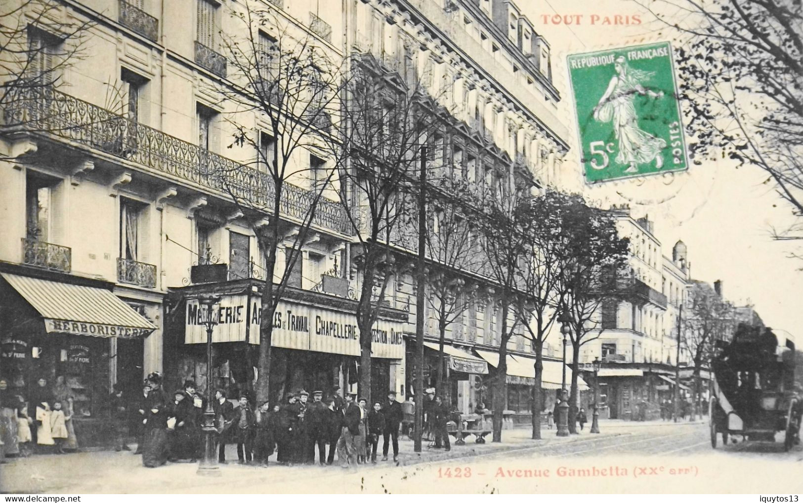 CPA - TOUT PARIS - N° 1423 - AVENUE GAMBETTA - (XXe Arrt.) 1909 - Coll. F. Fleury - BE - Arrondissement: 20