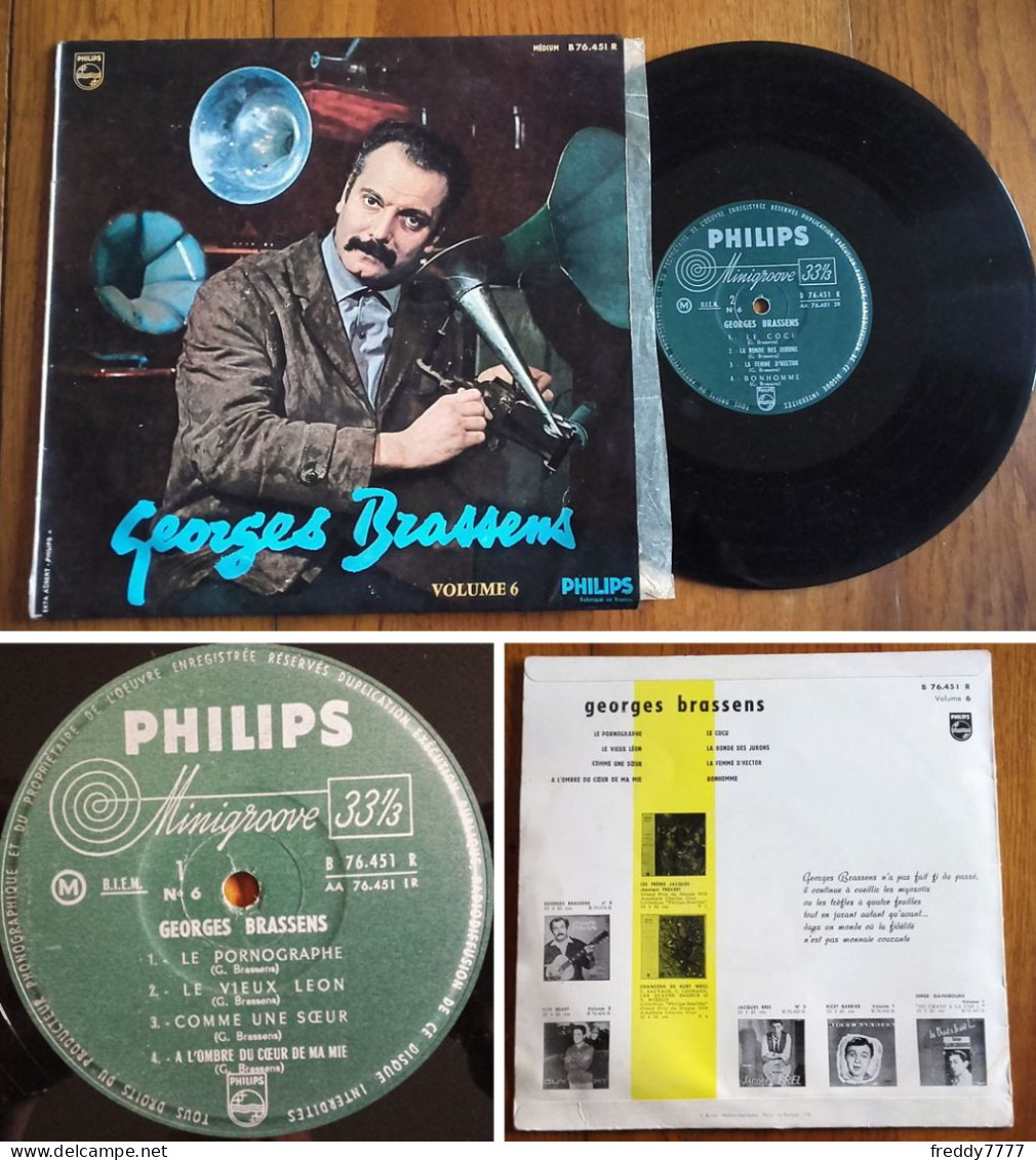 RARE French LP 33t RPM 25CM BIEM (10") GEORGES BRASSENS «Volume 6» (1958) - Ediciones De Colección