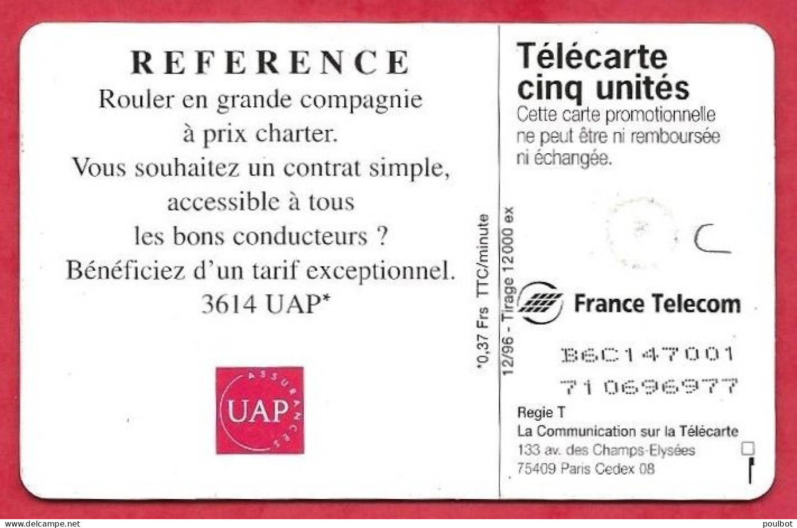 Télécarte 5U Gn 289 UAP  12 96 - 5 Unità