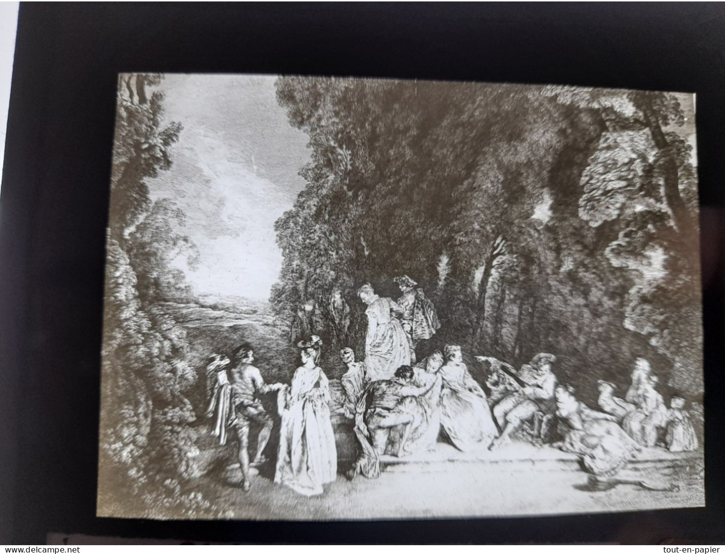 Plaque De Verre Positif - L'assemblée Galante  D'après Watteau -- Archives Courboin - Diapositivas De Vidrio