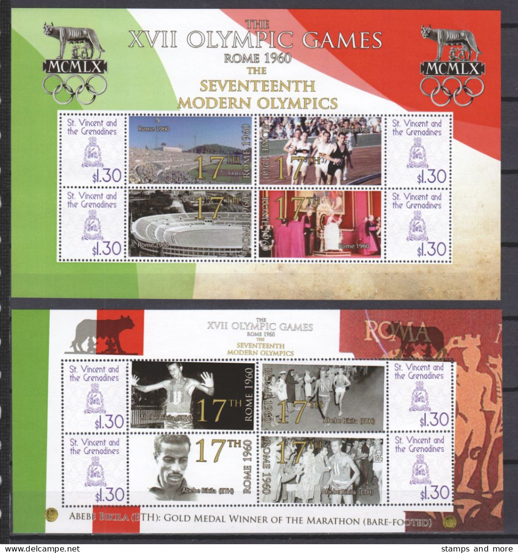 St Vincent Grenadines - SUMMER OLYMPICS ROMA 1960 - Set 2 Of 2 MNH Sheets - Verano 1960: Roma
