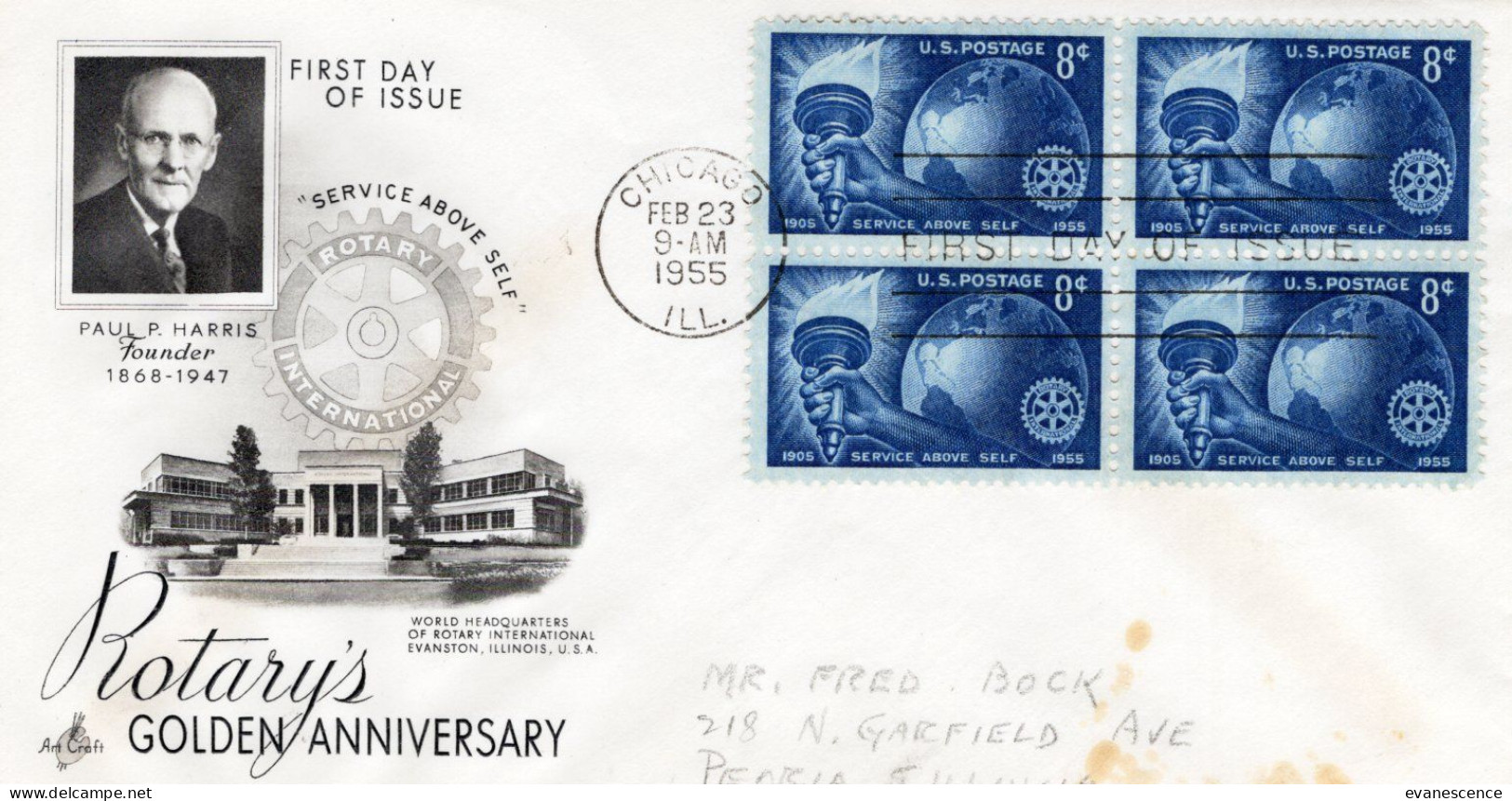 Premier Jour : First Day : Rotary's Golden Anniversary   ///   Ref.  Mars 24 /// BO. FE - 1951-1960