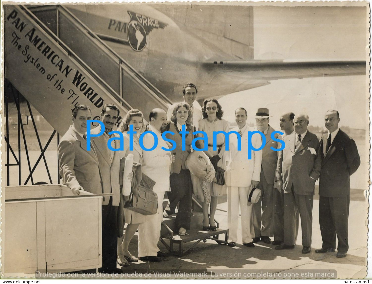 225885 MEXICO ARGENTINA ARTIST TANGO LLEGADA AVIATION AIRPORT AÑO 1947 23.5 X 17.5 CM  PHOTO NO POSTAL POSTCARD - Mexico