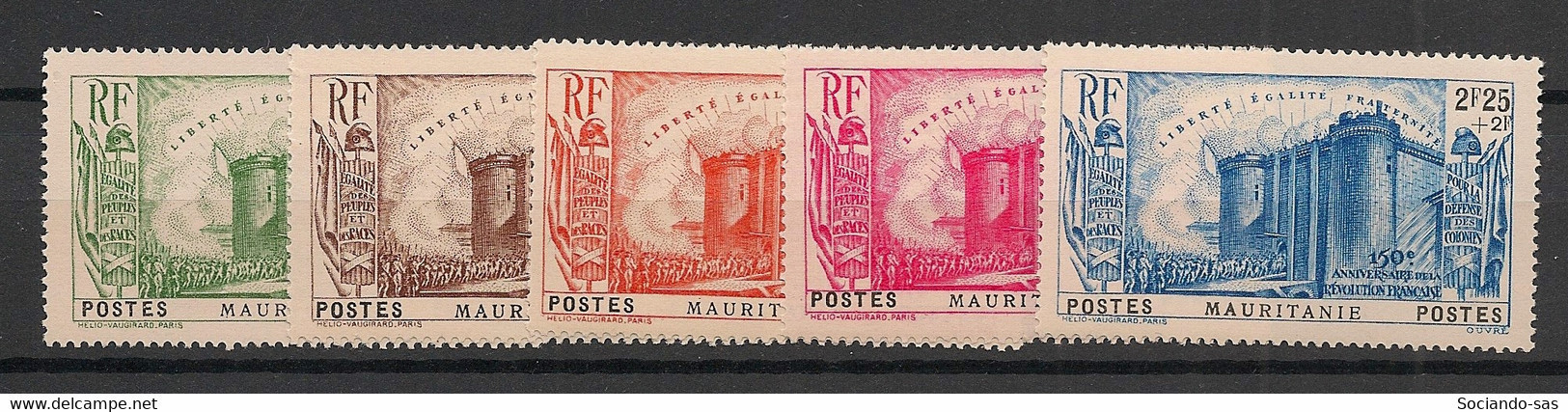 MAURITANIE - 1939 - N°YT. 100 à 104 - Révolution - Série Complète - Neuf Luxe ** / MNH / Postfrisch - Ungebraucht