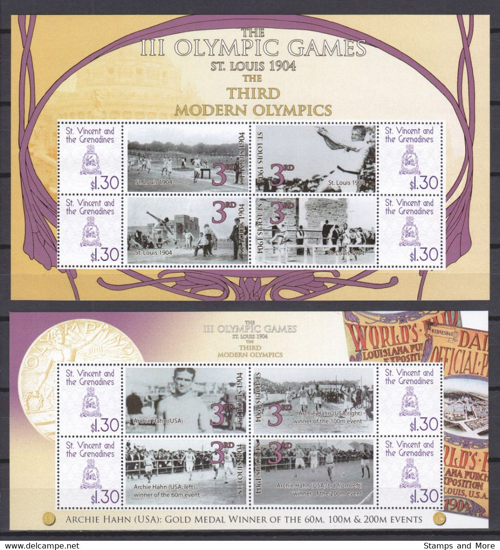 St Vincent Grenadines - SUMMER OLYMPICS ST LOUIS 1904 - Set 1 Of 2 MNH Sheets - Estate 1904: St-Louis