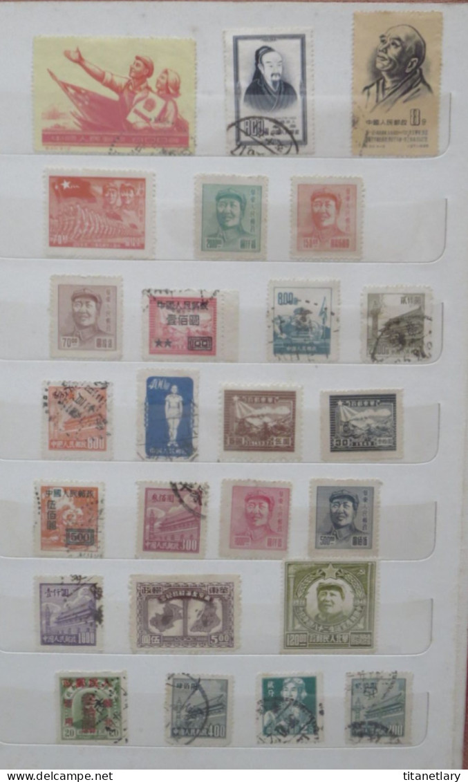 CHINE - CHINA - CHINESE - Superbe Album de 220 timbres anciens, Mao, Lénine, Série Travail - Achat immédiat