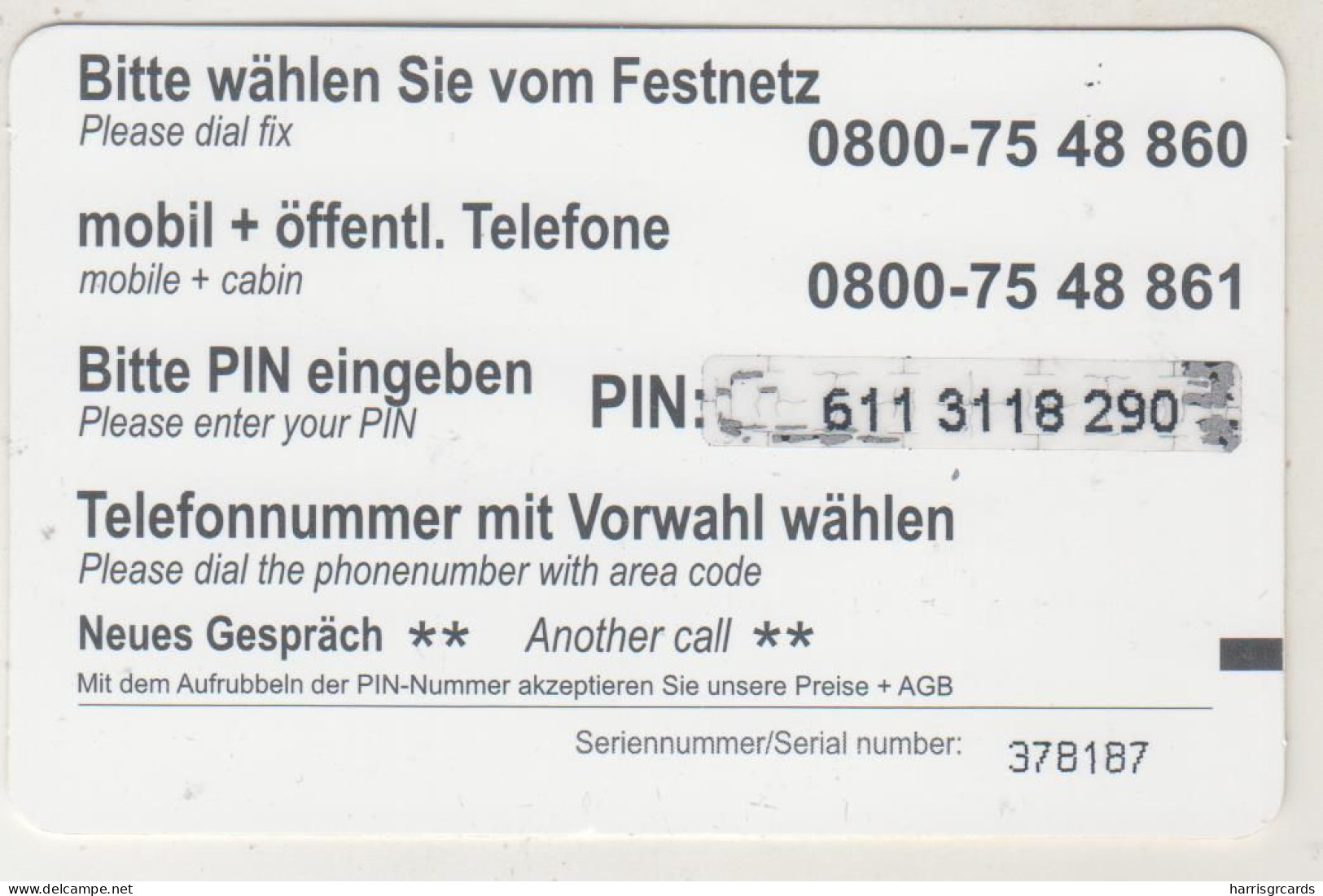 GERMANY - Can Balkan , Prepaid Card ,5 $, Used - GSM, Voorafbetaald & Herlaadbare Kaarten