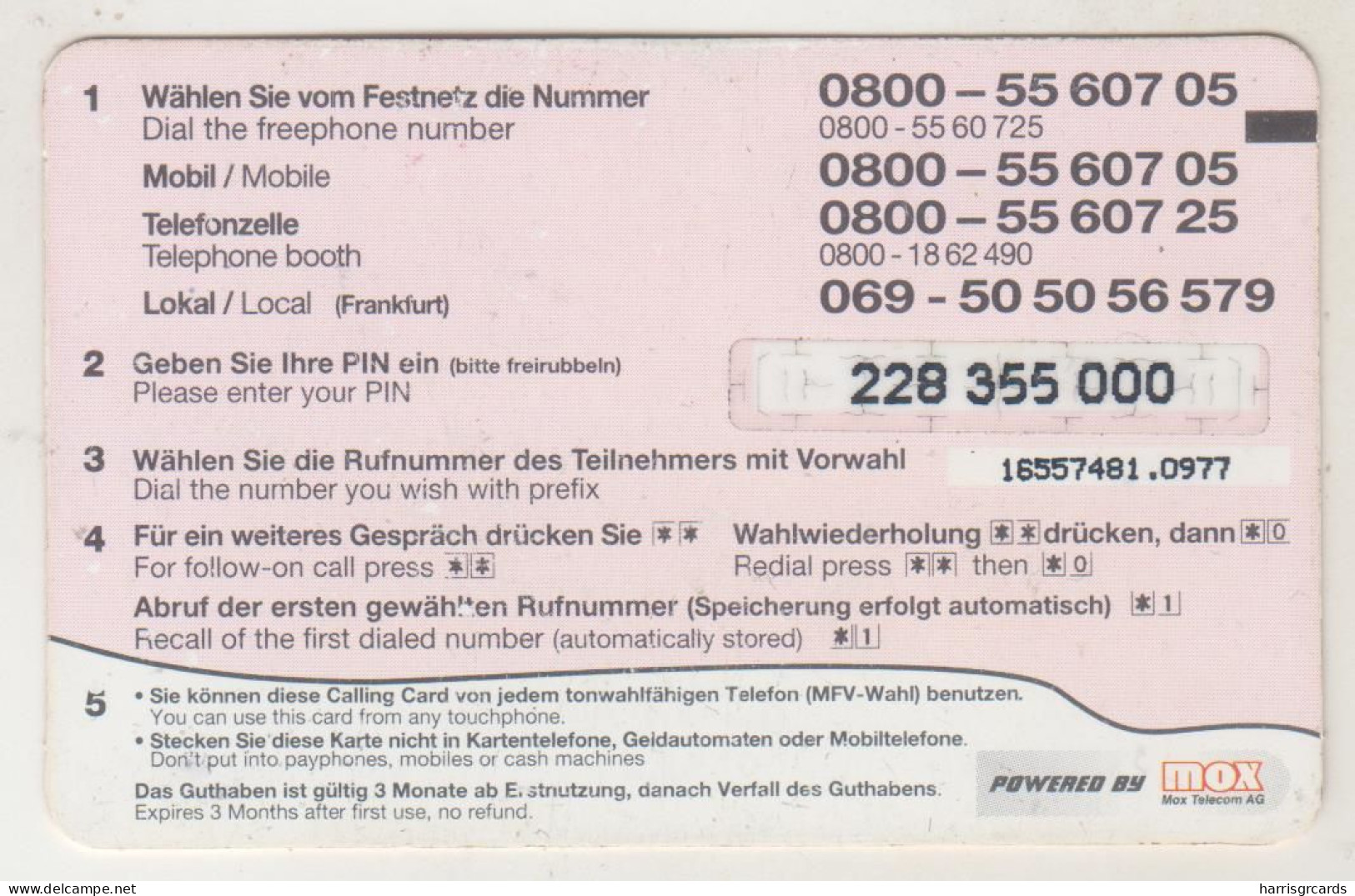 GERMANY - ATG - €uro Express (0,79 Cent / 632 Min.) , Prepaid Card ,5 $, Used - [2] Mobile Phones, Refills And Prepaid Cards