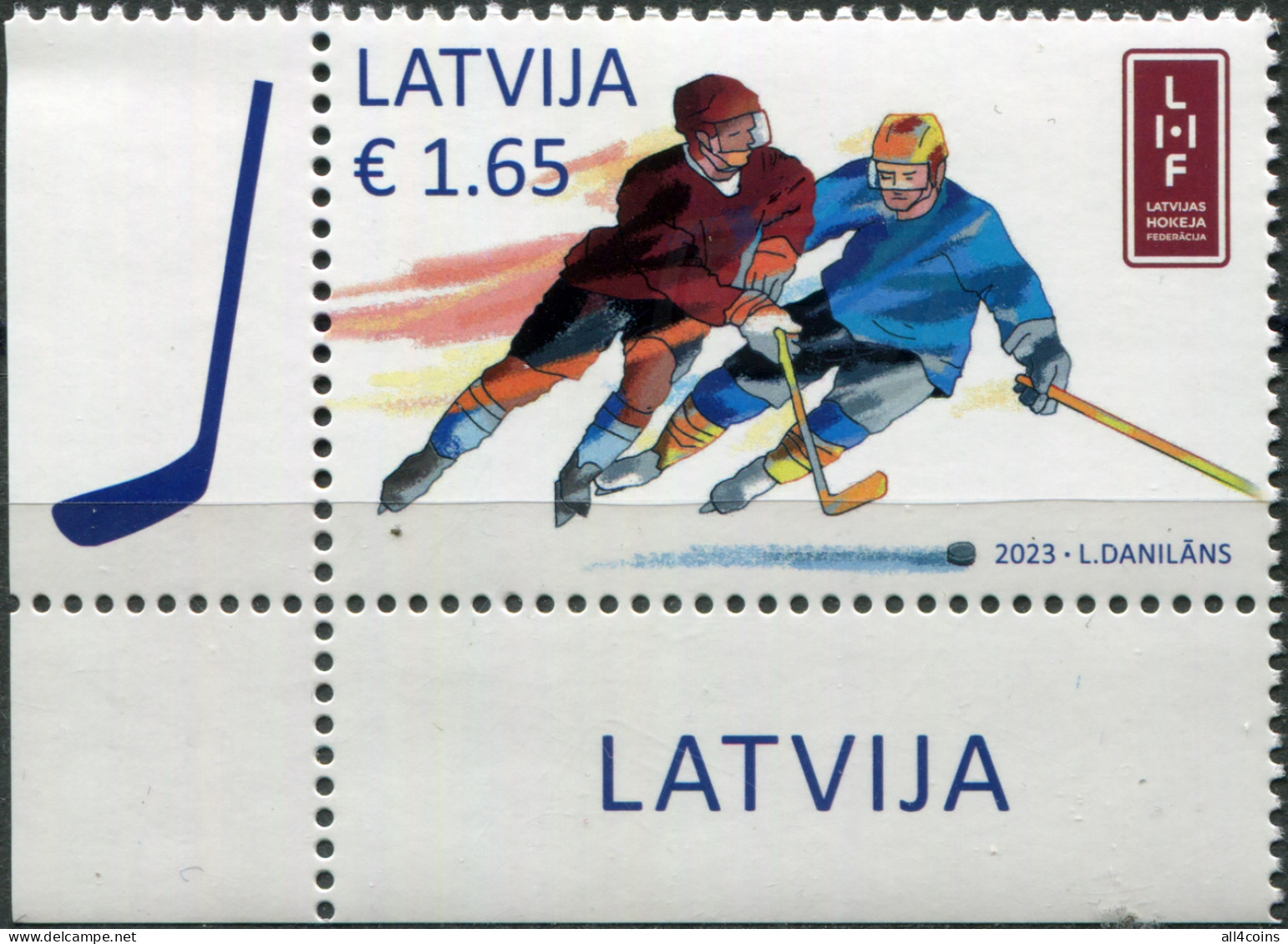 Latvia 2023. World Ice Hockey Championships (I) (MNH OG) Stamp - Letonia