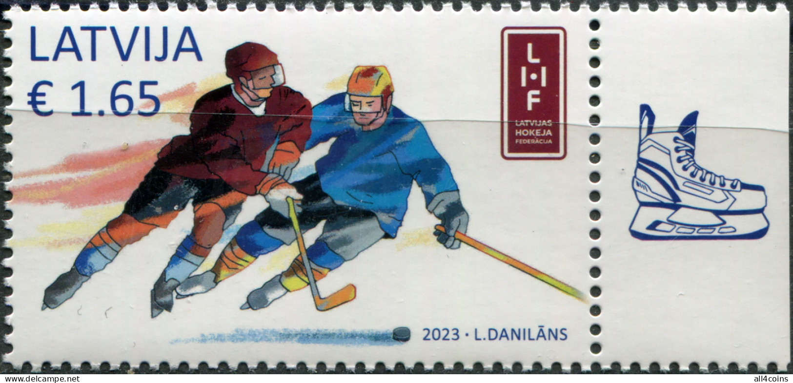 Latvia 2023. World Ice Hockey Championships (VI) (MNH OG) Stamp - Letonia