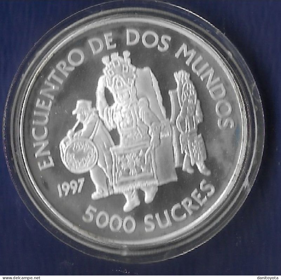 ECUADOR AÑO 1997 5000 SUCRES PLATA " ENCUENTRO ENTRE DOS MUNDOS" - Ecuador