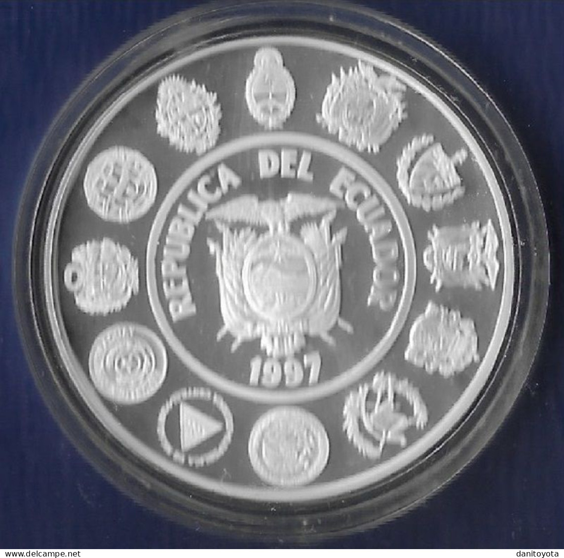 ECUADOR AÑO 1997 5000 SUCRES PLATA " ENCUENTRO ENTRE DOS MUNDOS" - Equateur