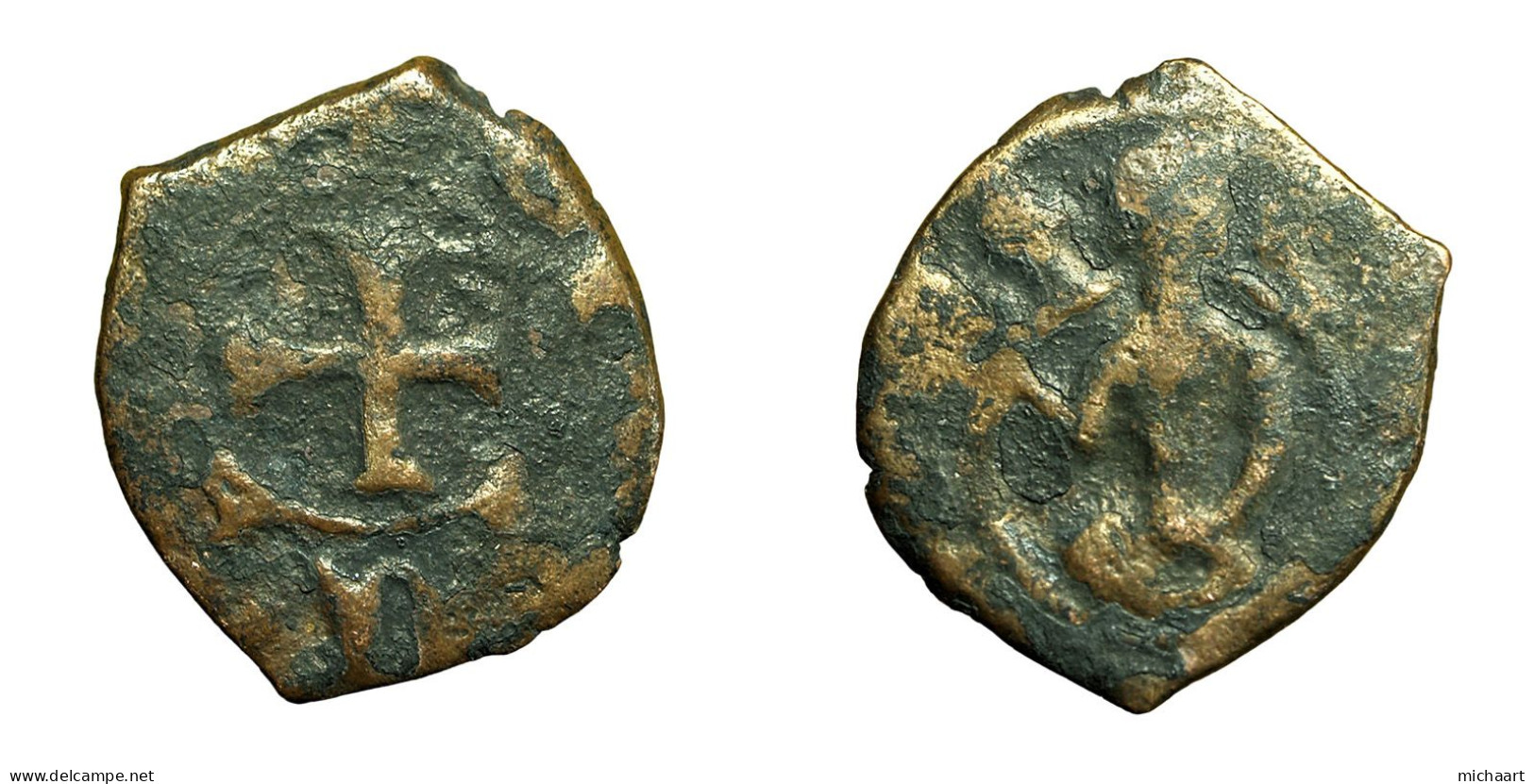Cilician Armenia Medieval Coin Levon III 18mm King / Cross 04384 - Armenien