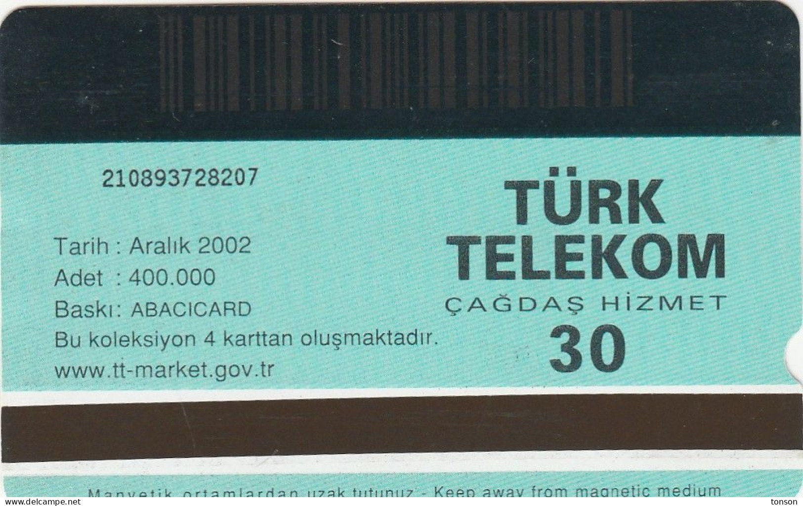 Turkey, N-290, Calendar 1, 2 Scans. - Turquie