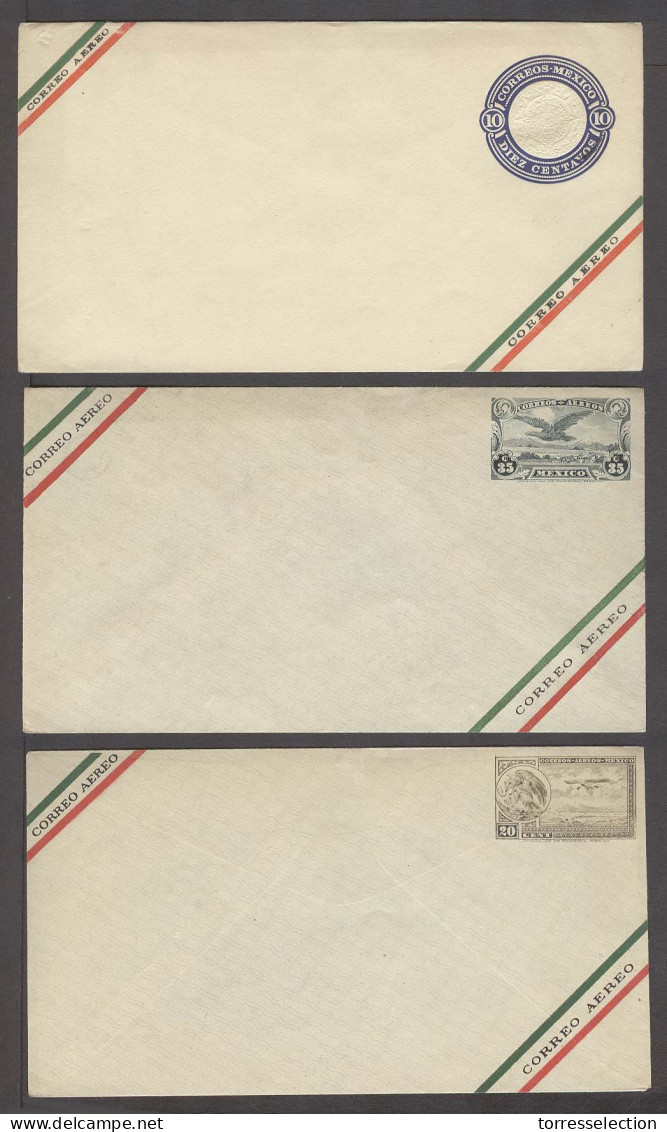 MEXICO. 1926-8. 3 Mint Airmail Stat Env. Fine. - México